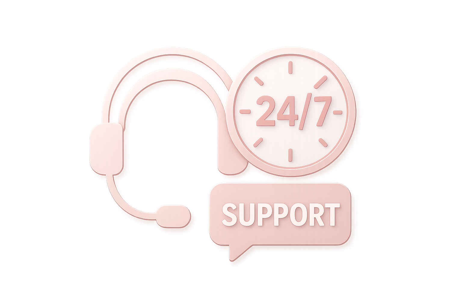 image for 24/7 support image in light pinki colour with transparent background