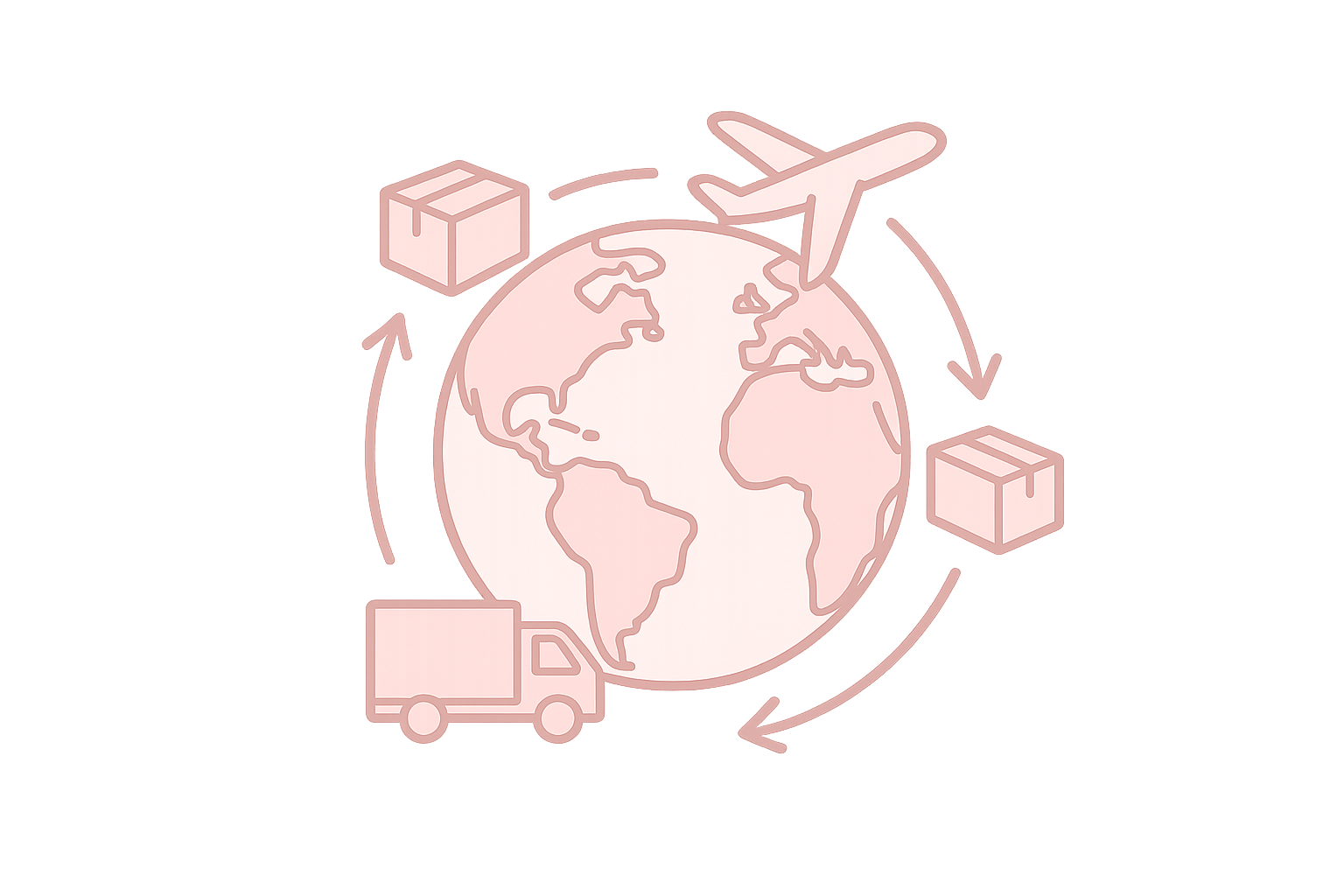 image for world wide shipping image in light pinki colour with transparent background