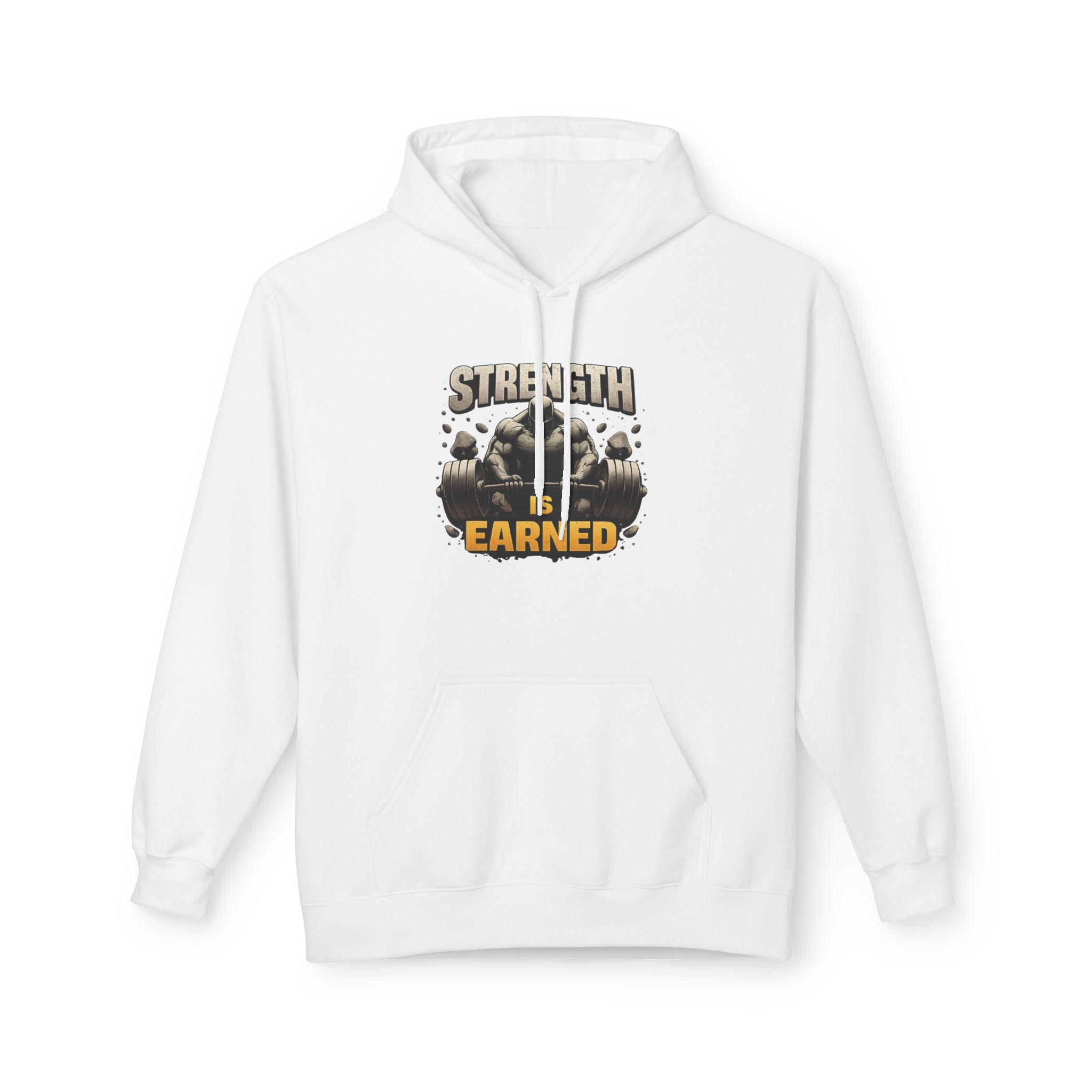 Strength Earned Hoodie — Weightlifting Gym Pullover for Fitness Enthusiasts