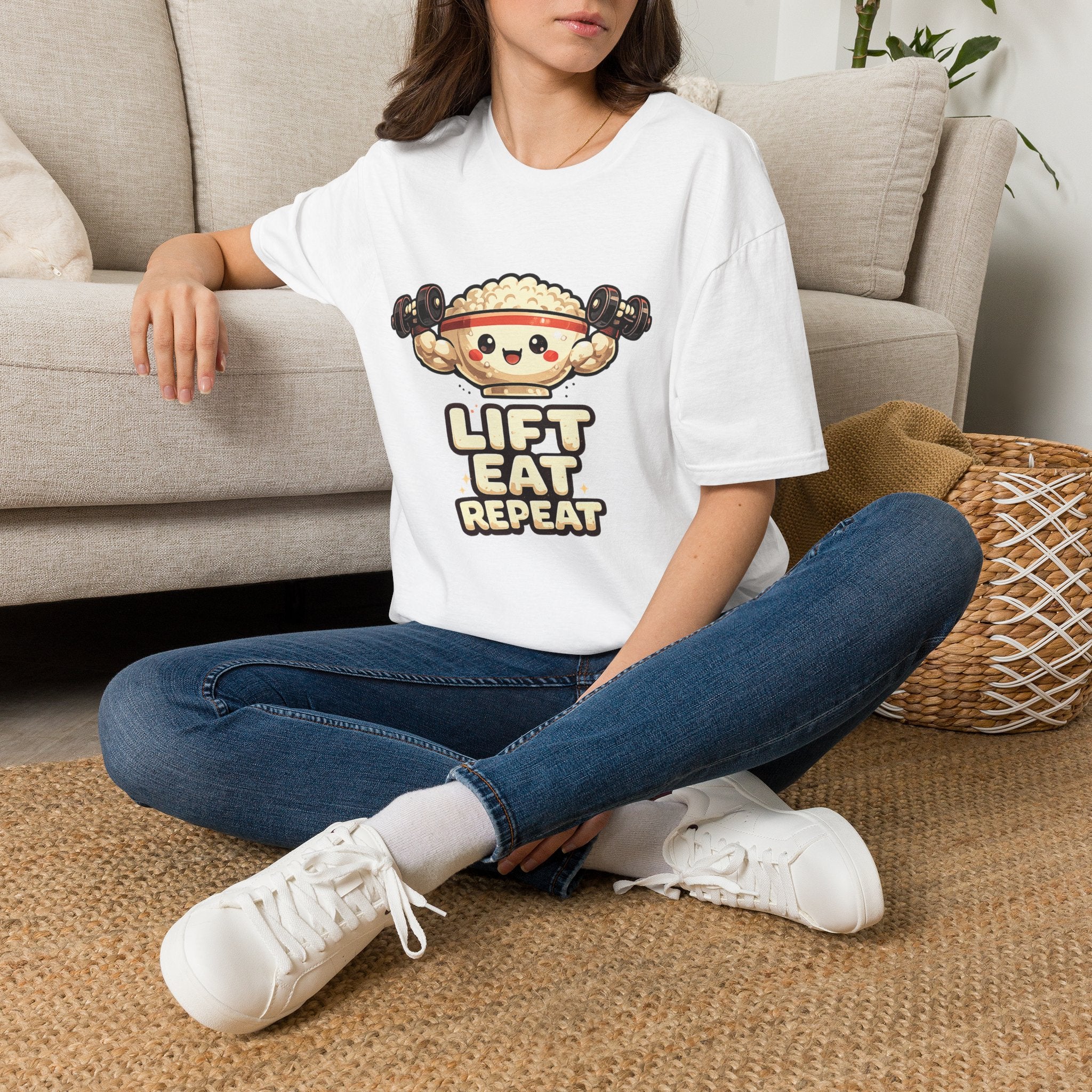 T-Shirt — 'Lift Eat Repeat' Cute Dumpling Fitness Tee