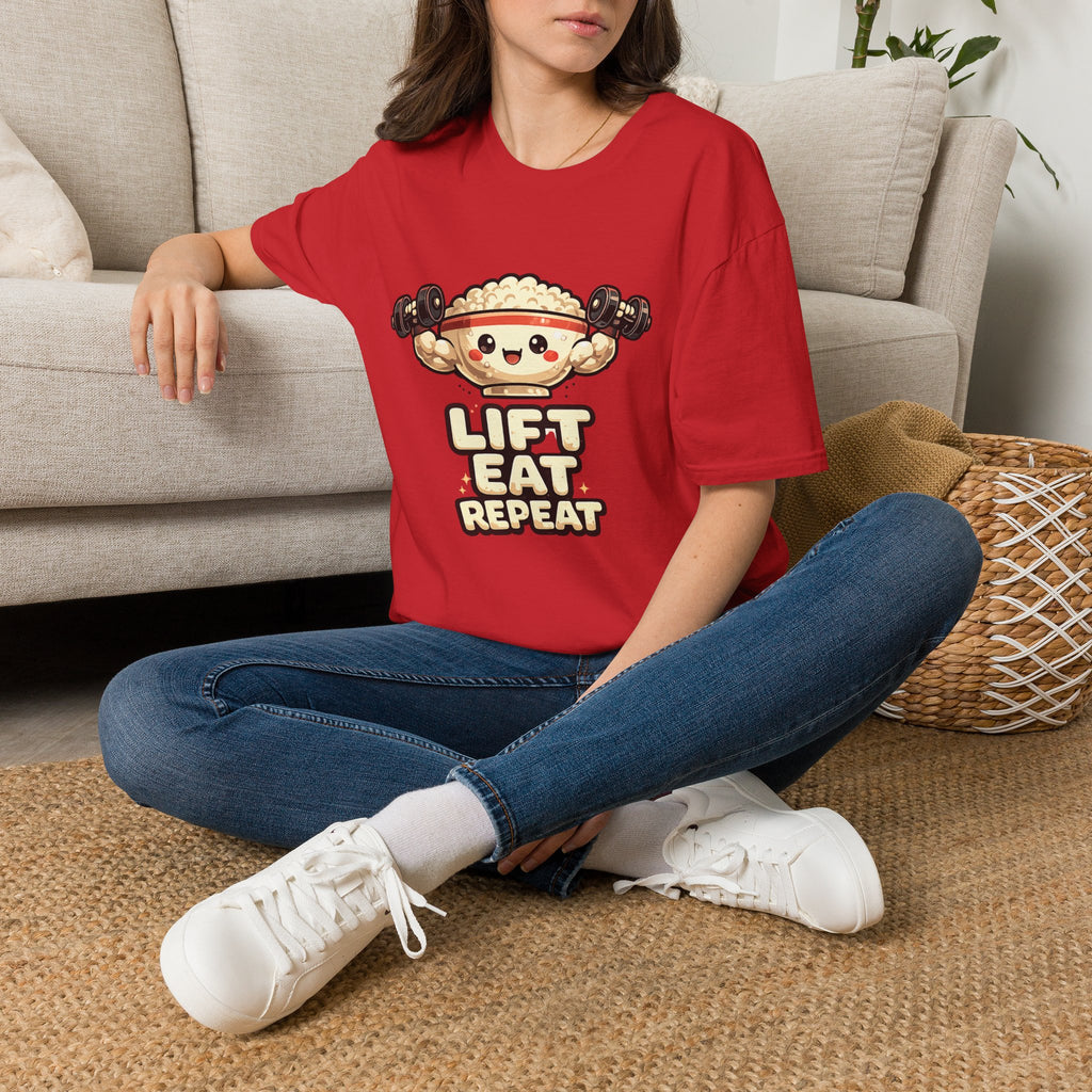T-Shirt — 'Lift Eat Repeat' Cute Dumpling Fitness Tee