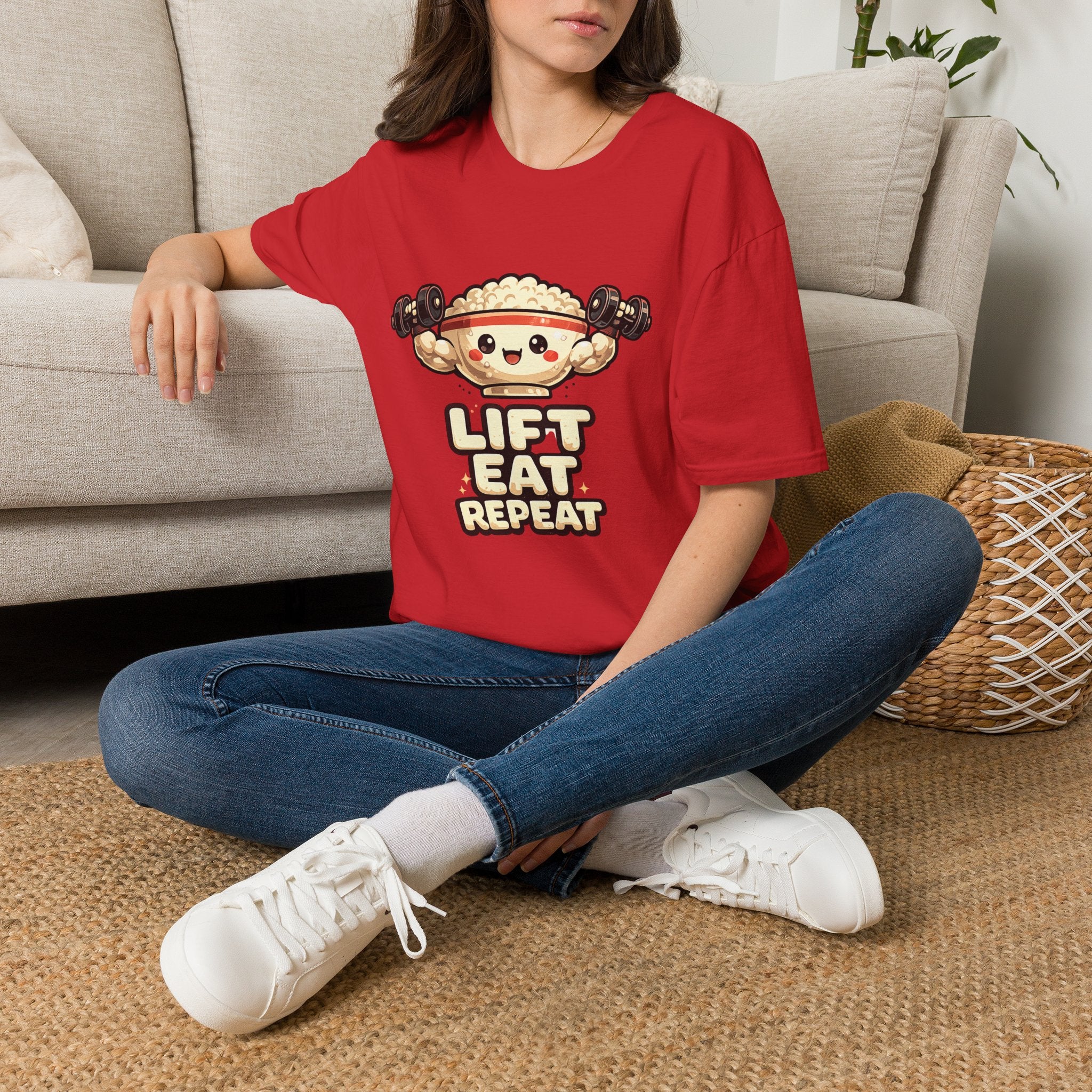 T-Shirt — 'Lift Eat Repeat' Cute Dumpling Fitness Tee