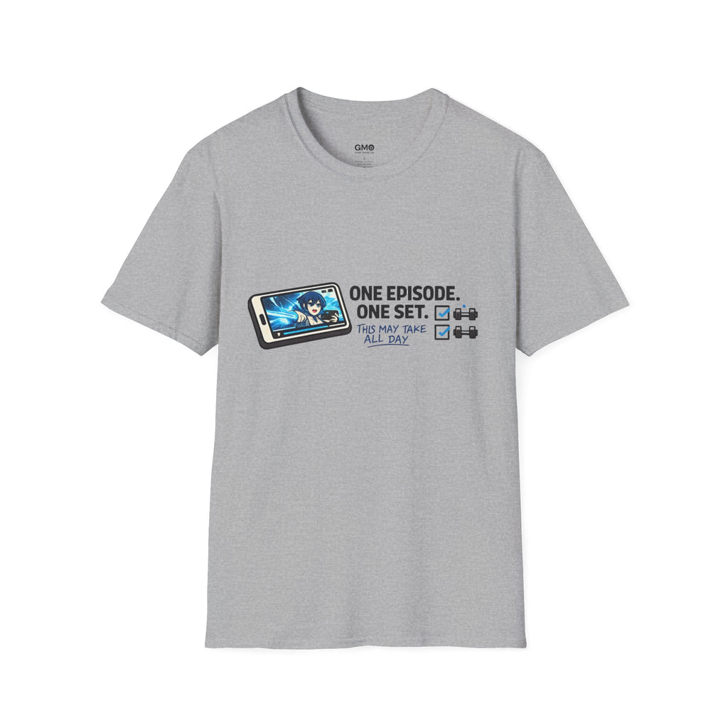Anime Binge T-Shirt — "One Episode. One Set. This May Take All Day" Graphic Tee