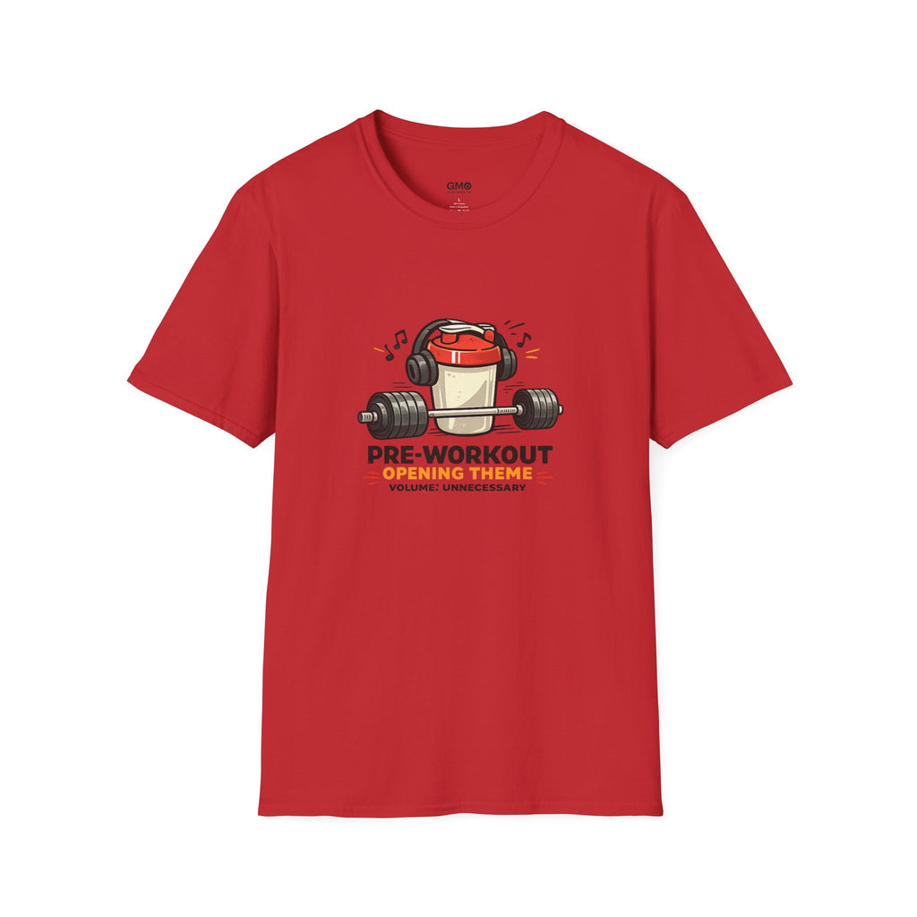Pre-Workout Protein Shaker T-Shirt – Gym Fitness Tee with Headphone Shaker Graphic