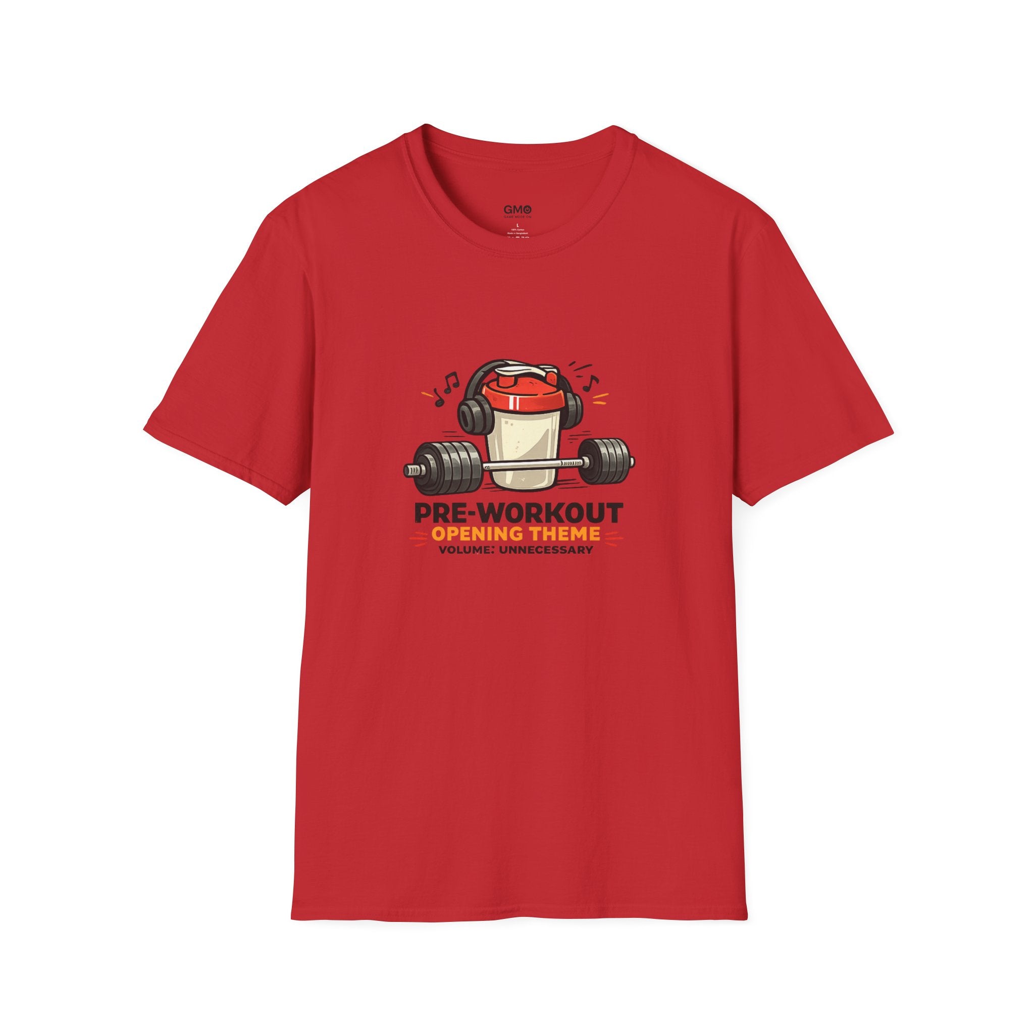 Pre-Workout Protein Shaker T-Shirt – Gym Fitness Tee with Headphone Shaker Graphic