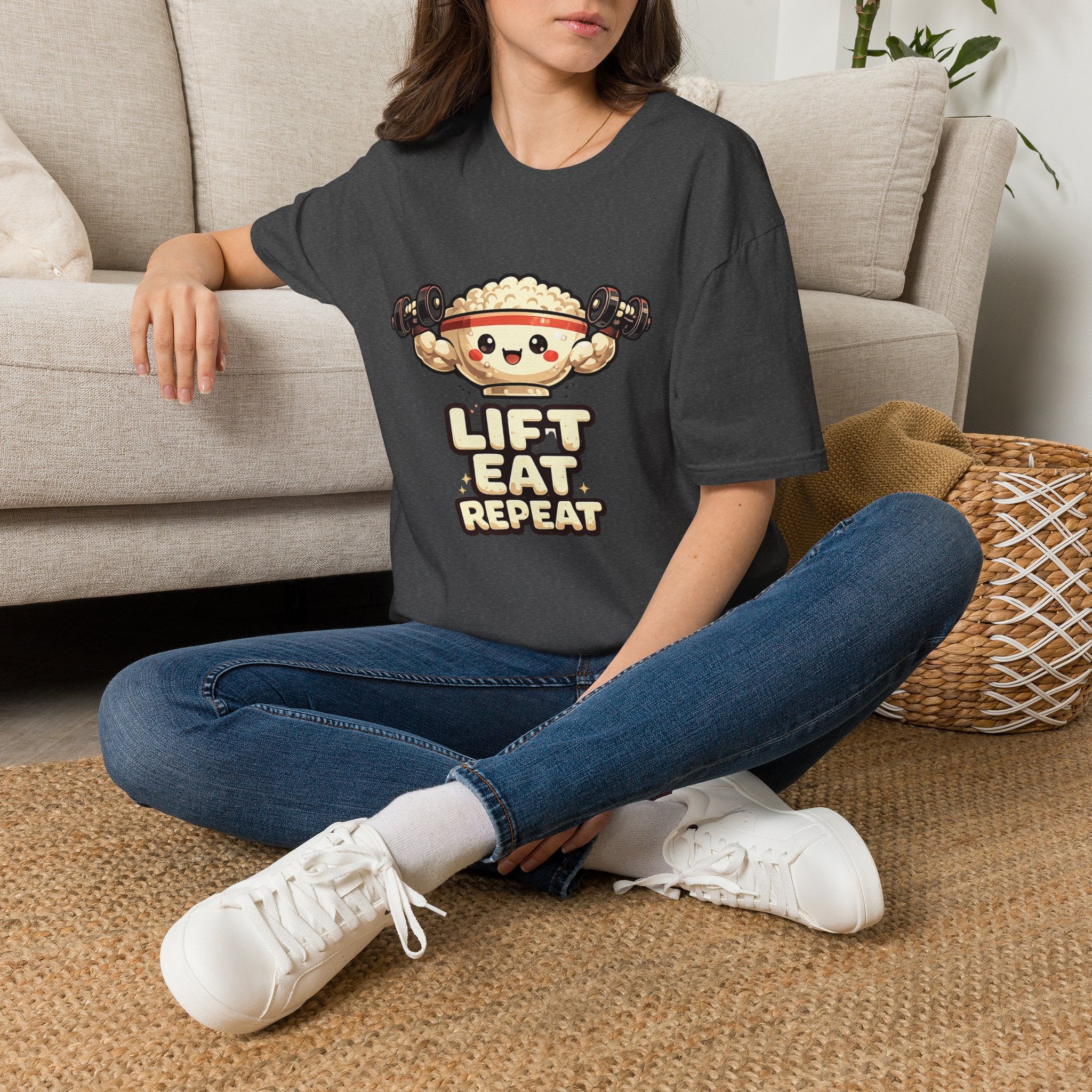 T-Shirt — 'Lift Eat Repeat' Cute Dumpling Fitness Tee