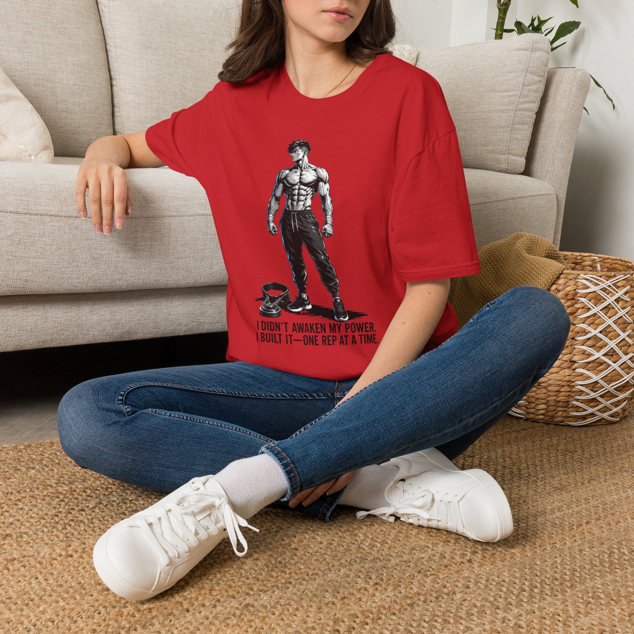 Fitness Graphic Tee — 'I Didn't Awaken My Power, I Built It' Motivational Gym Shirt