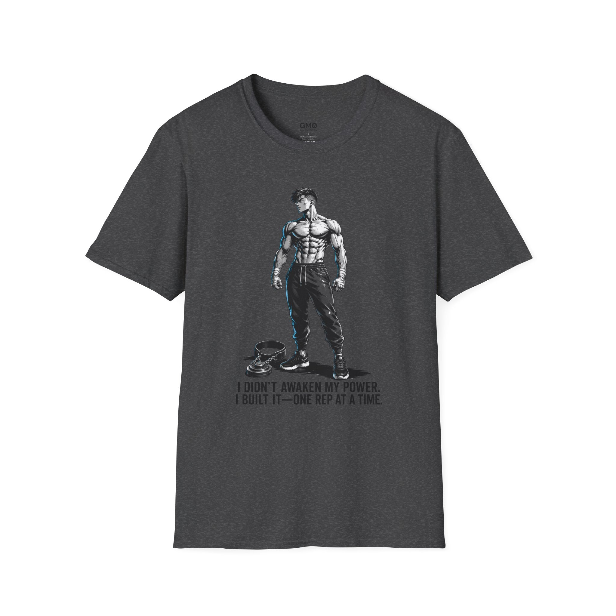 Fitness Graphic Tee — 'I Didn't Awaken My Power, I Built It' Motivational Gym Shirt