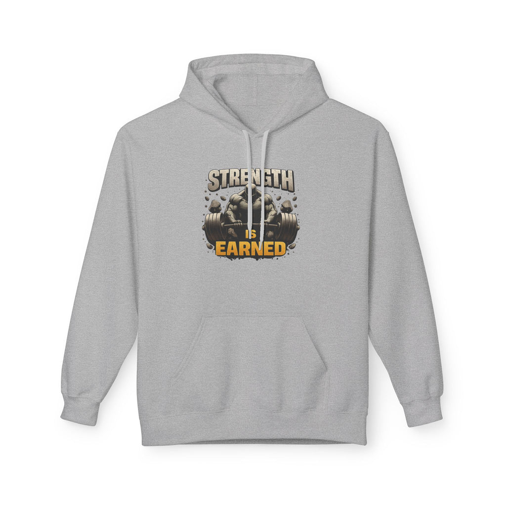 Strength Earned Hoodie — Weightlifting Gym Pullover for Fitness Enthusiasts