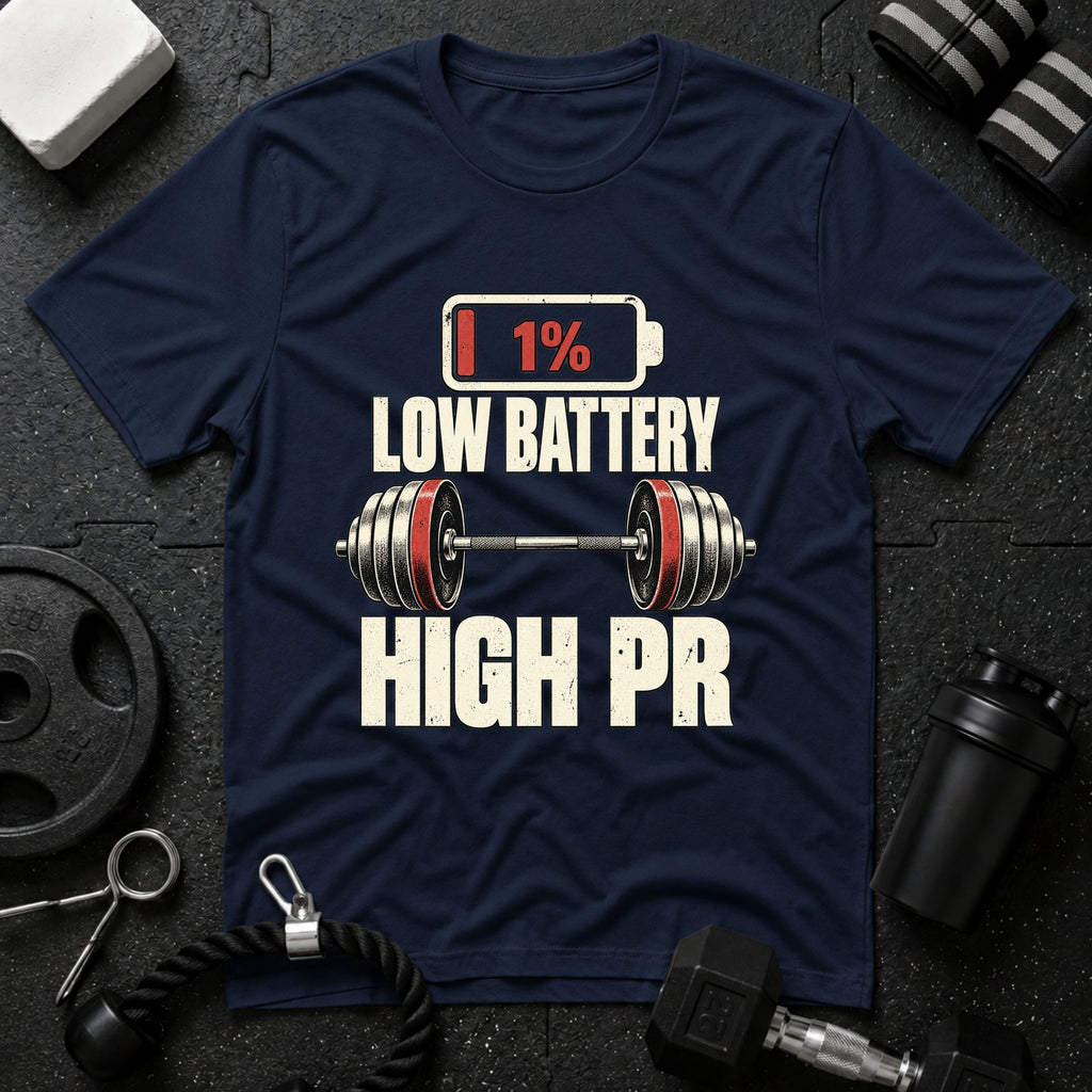 Low Battery High PR Weightlifting T-Shirt