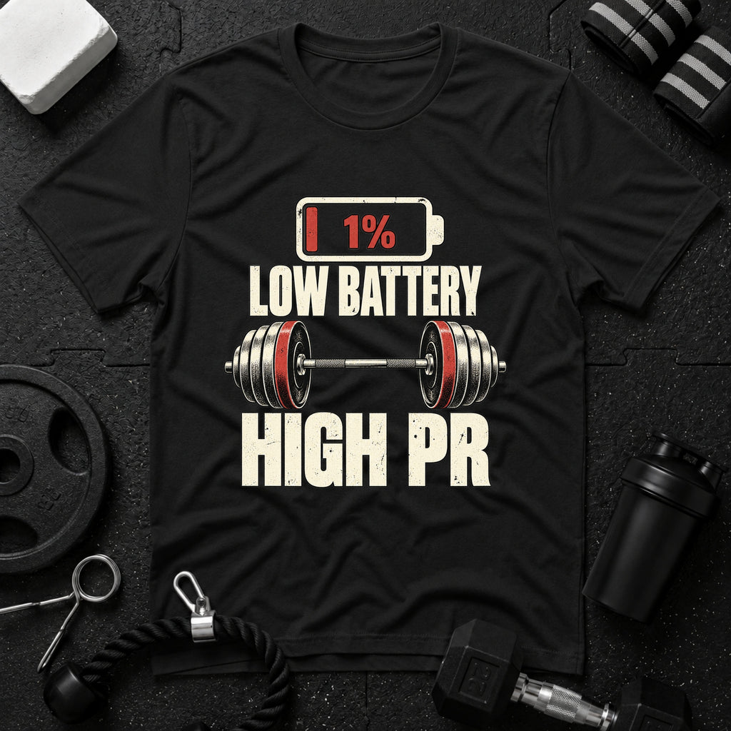 Low Battery High PR Weightlifting T-Shirt