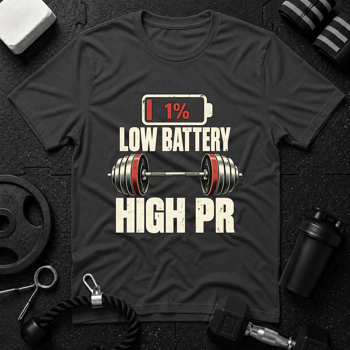 Low Battery High PR Weightlifting T-Shirt