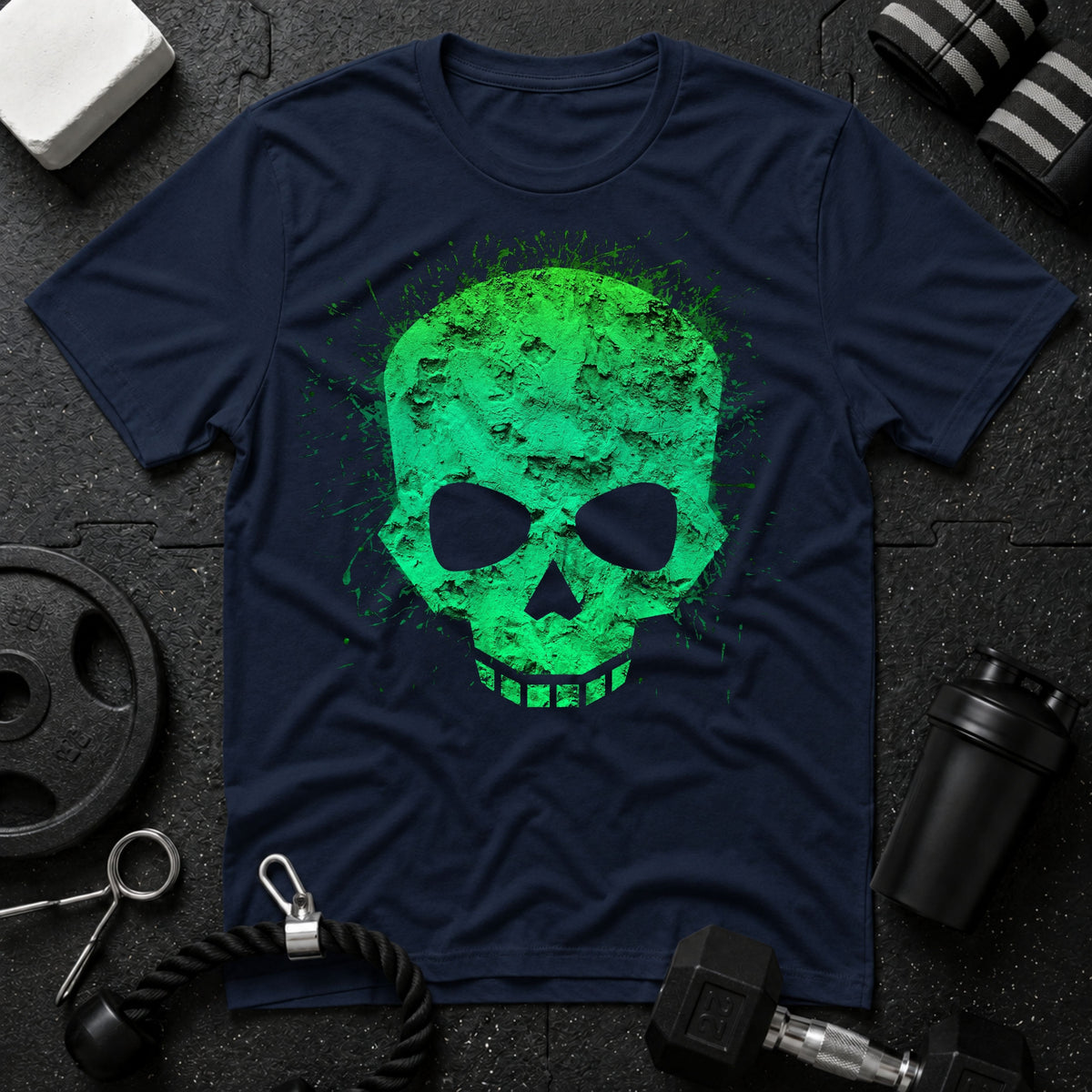 Green Grunge Skull T‑Shirt