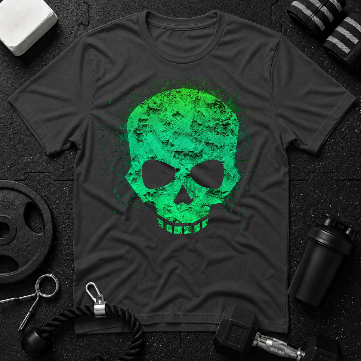 Green Grunge Skull T‑Shirt