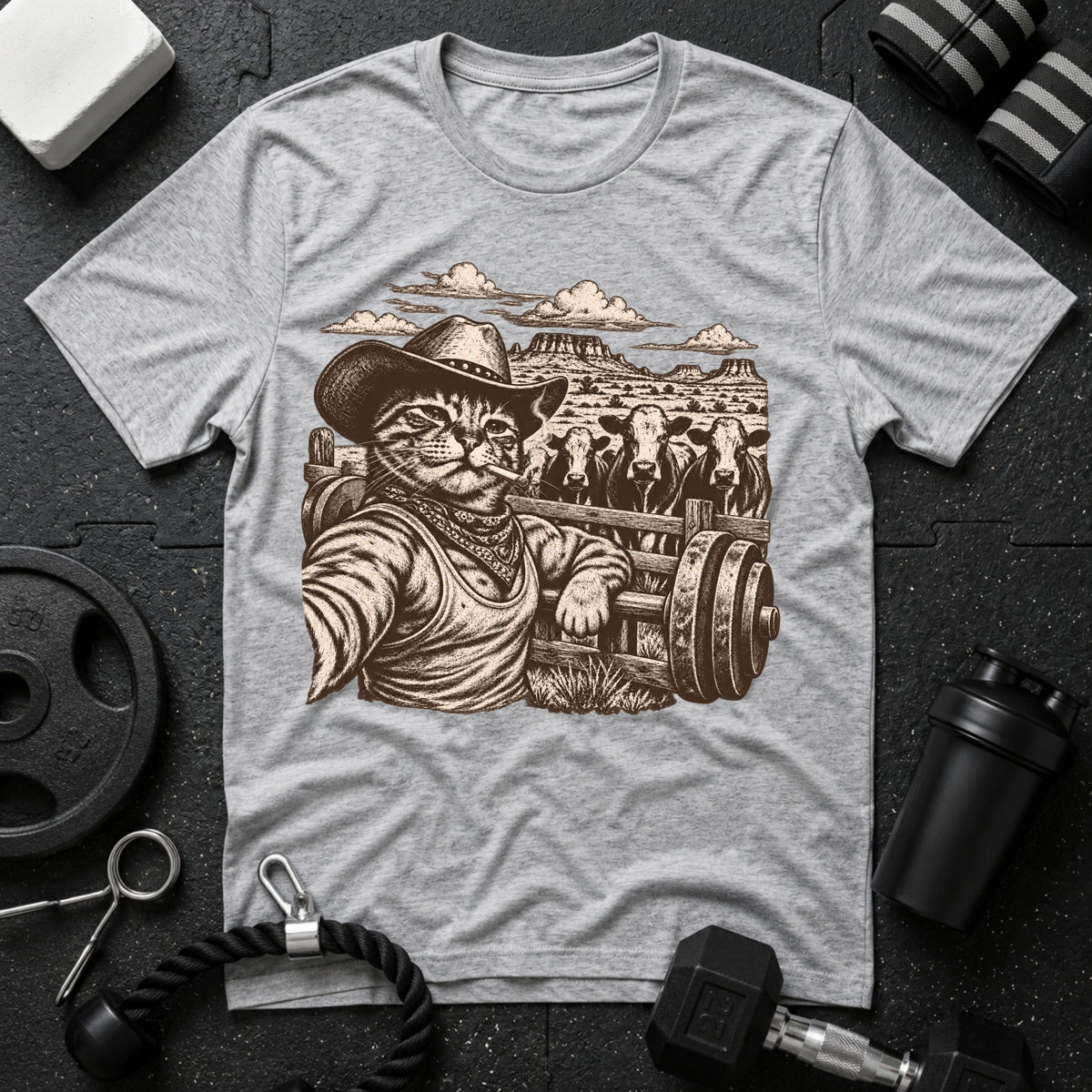 Barbell Cat T-Shirt