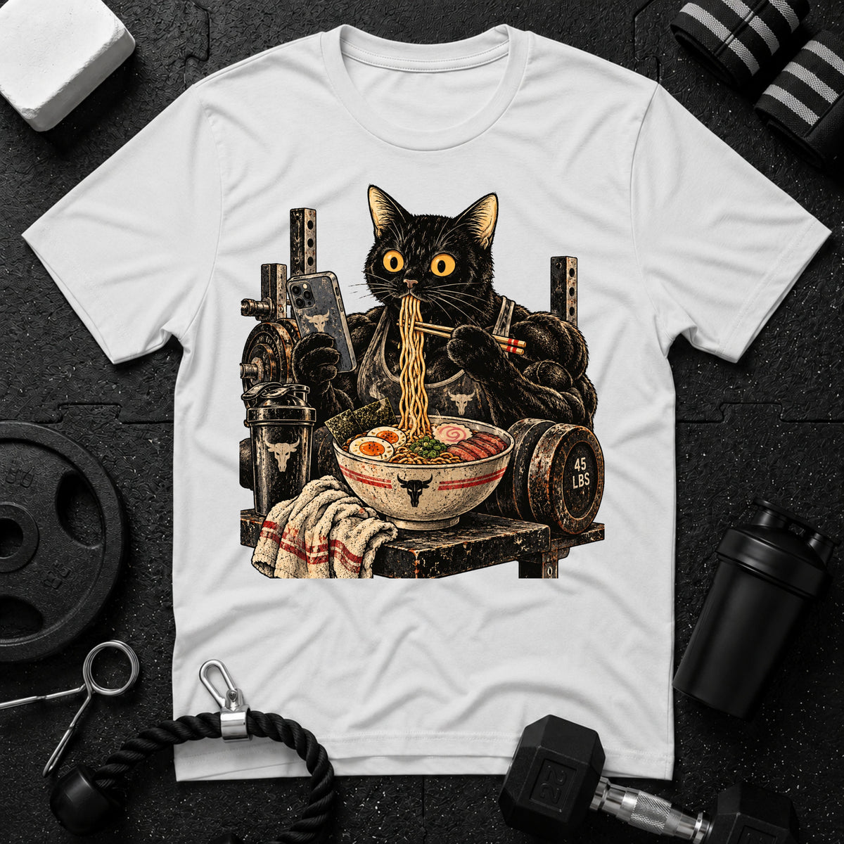 Cozy Black Cat Ramen T-Shirt