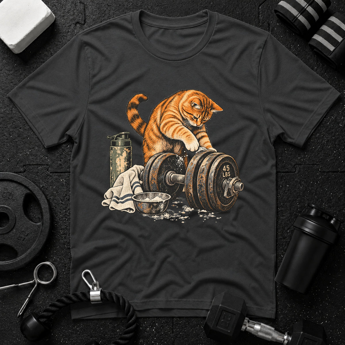 Cat Weightlifting T-Shirt