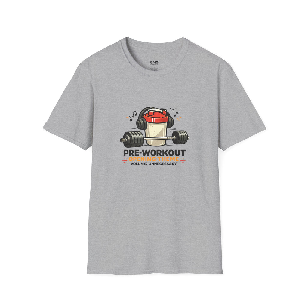 Pre-Workout Protein Shaker T-Shirt – Gym Fitness Tee with Headphone Shaker Graphic
