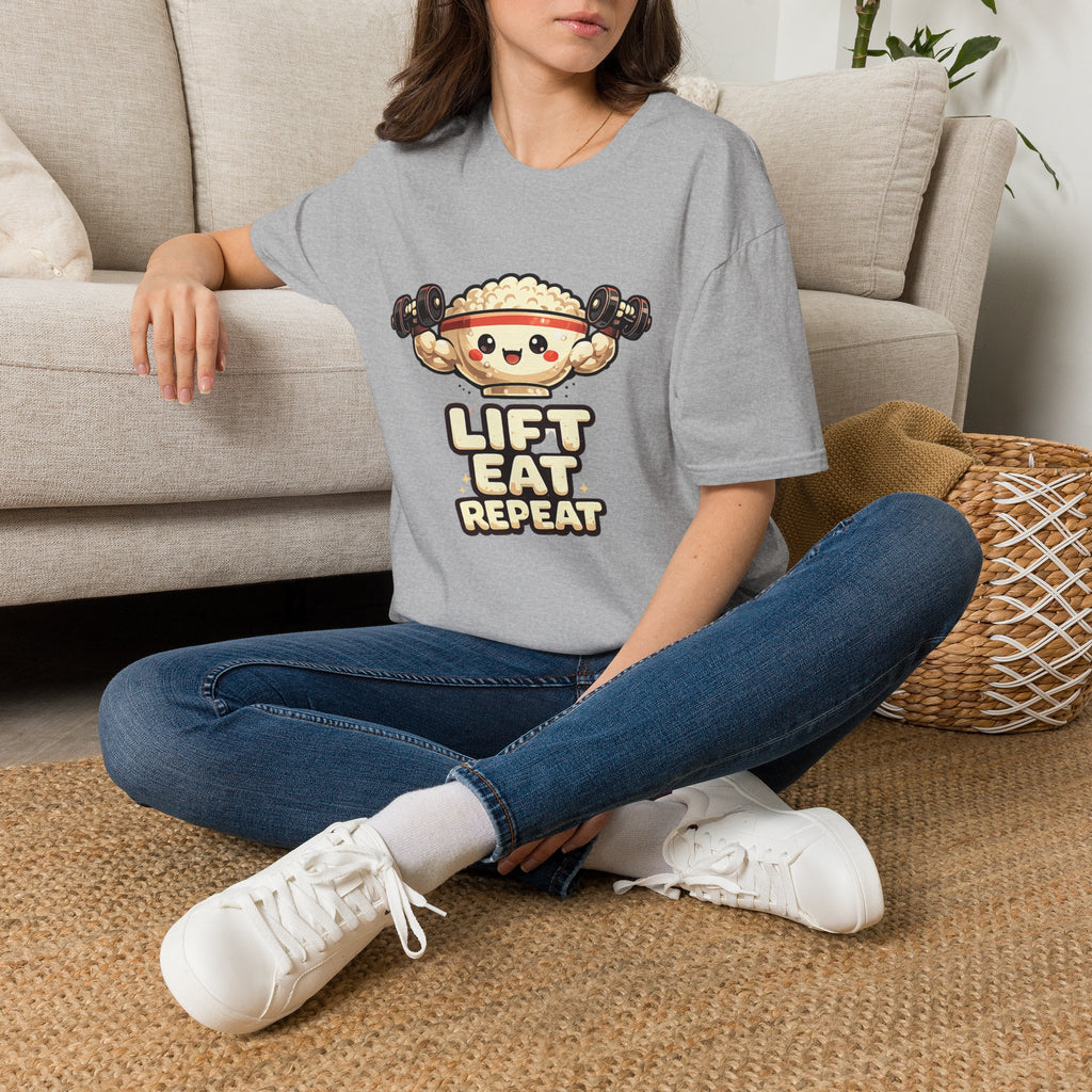 T-Shirt — 'Lift Eat Repeat' Cute Dumpling Fitness Tee