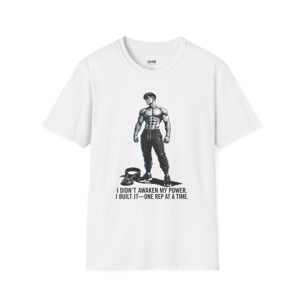 Fitness Graphic Tee — 'I Didn't Awaken My Power, I Built It' Motivational Gym Shirt