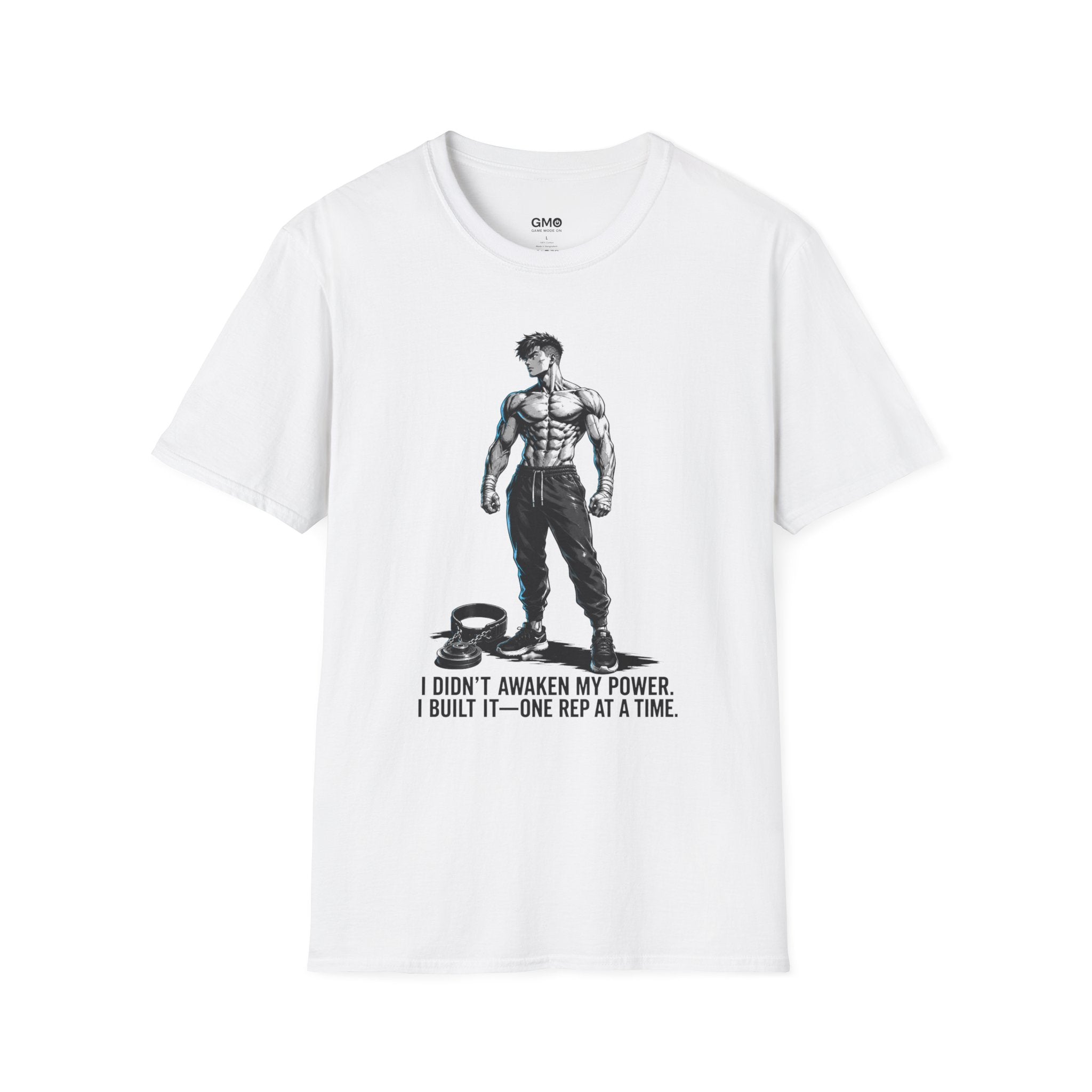 Fitness Graphic Tee — 'I Didn't Awaken My Power, I Built It' Motivational Gym Shirt