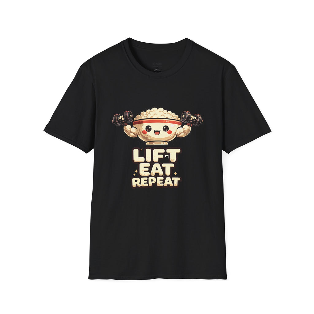 T-Shirt — 'Lift Eat Repeat' Cute Dumpling Fitness Tee