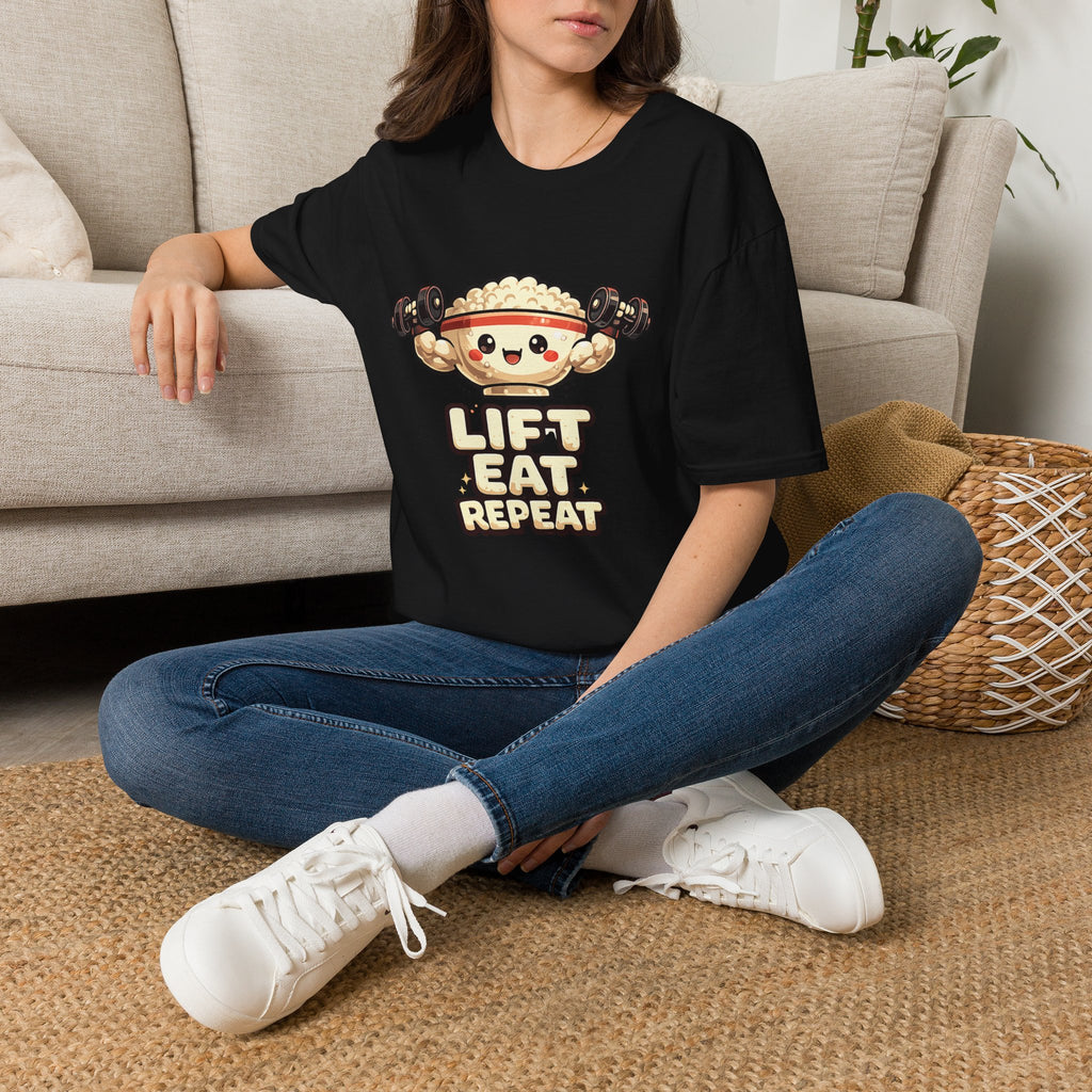 T-Shirt — 'Lift Eat Repeat' Cute Dumpling Fitness Tee