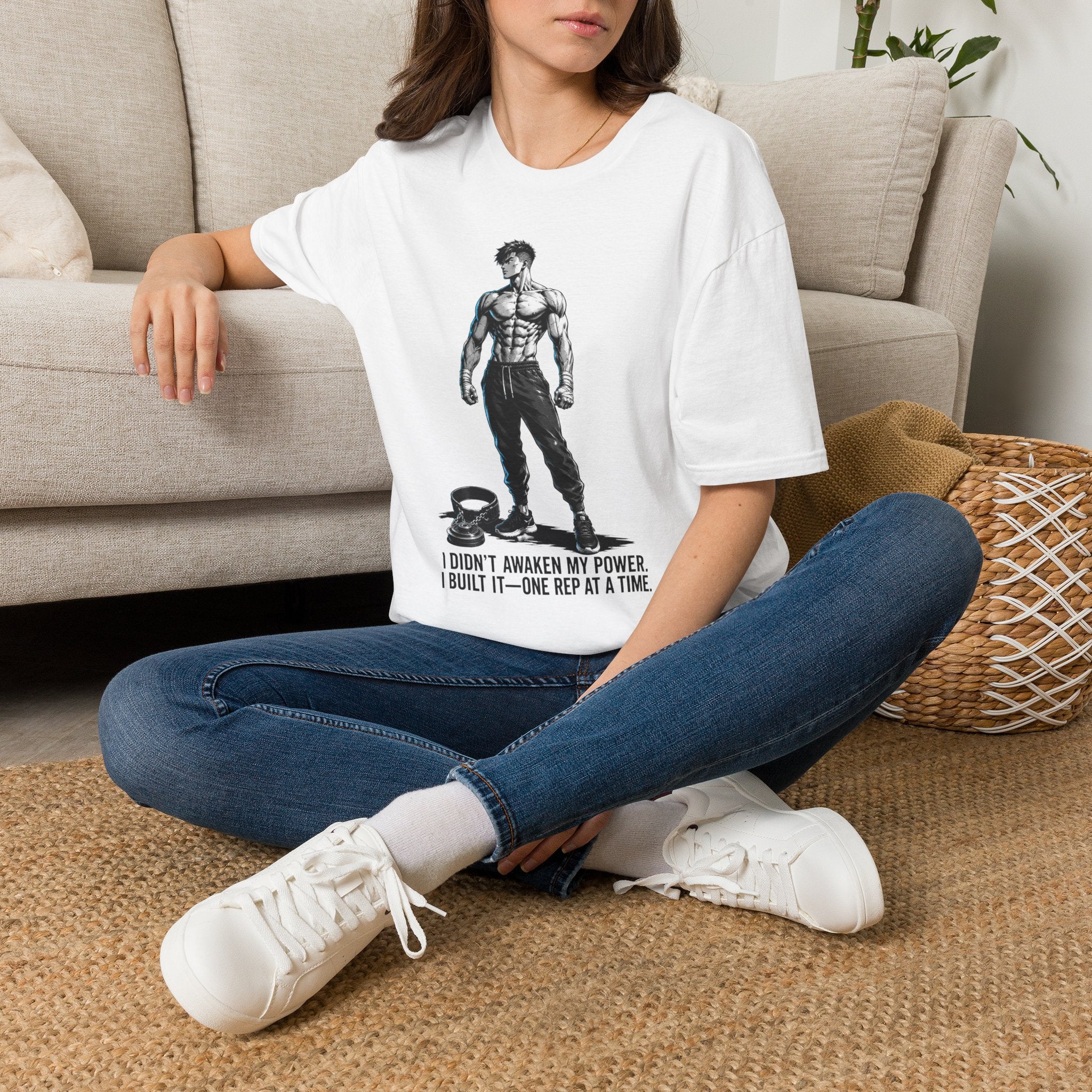 Fitness Graphic Tee — 'I Didn't Awaken My Power, I Built It' Motivational Gym Shirt