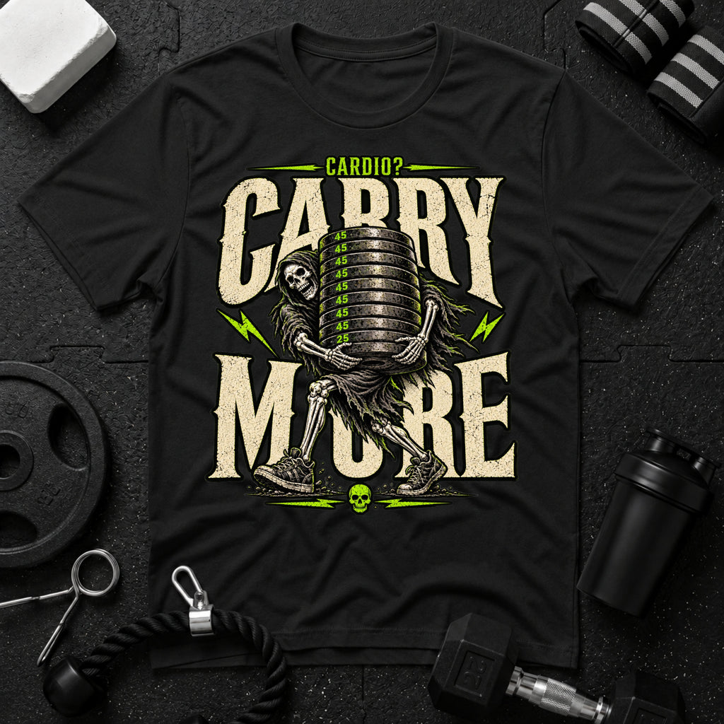 Carry More Black T-shirt mockup