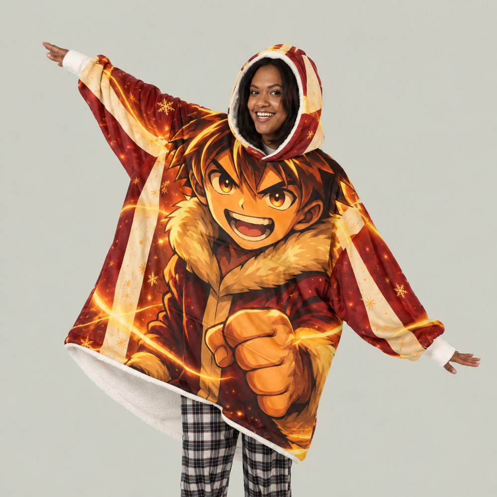 Anime Fireboy Hooded Blanket