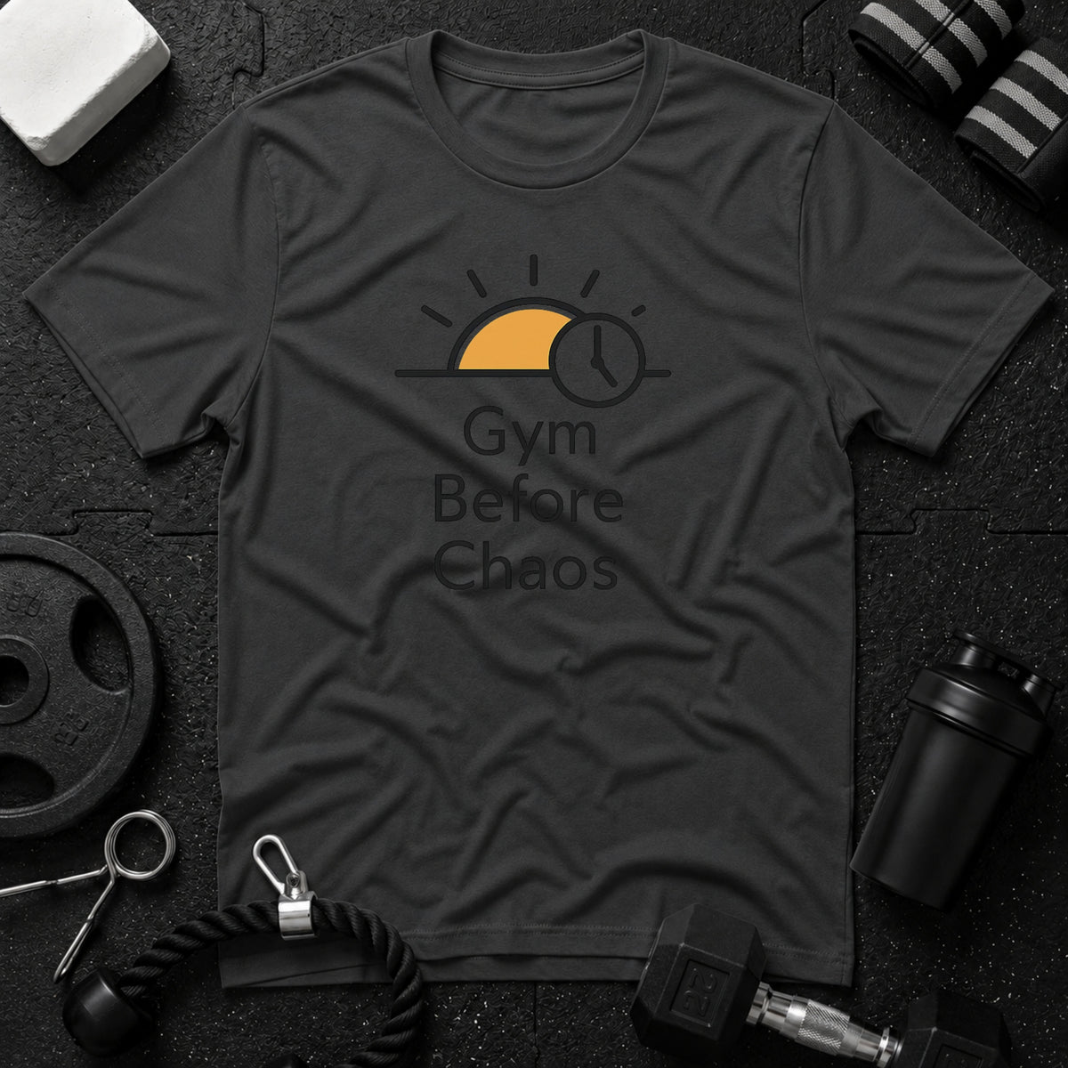Gym Before Chaos T‑Shirt - Dark Heather