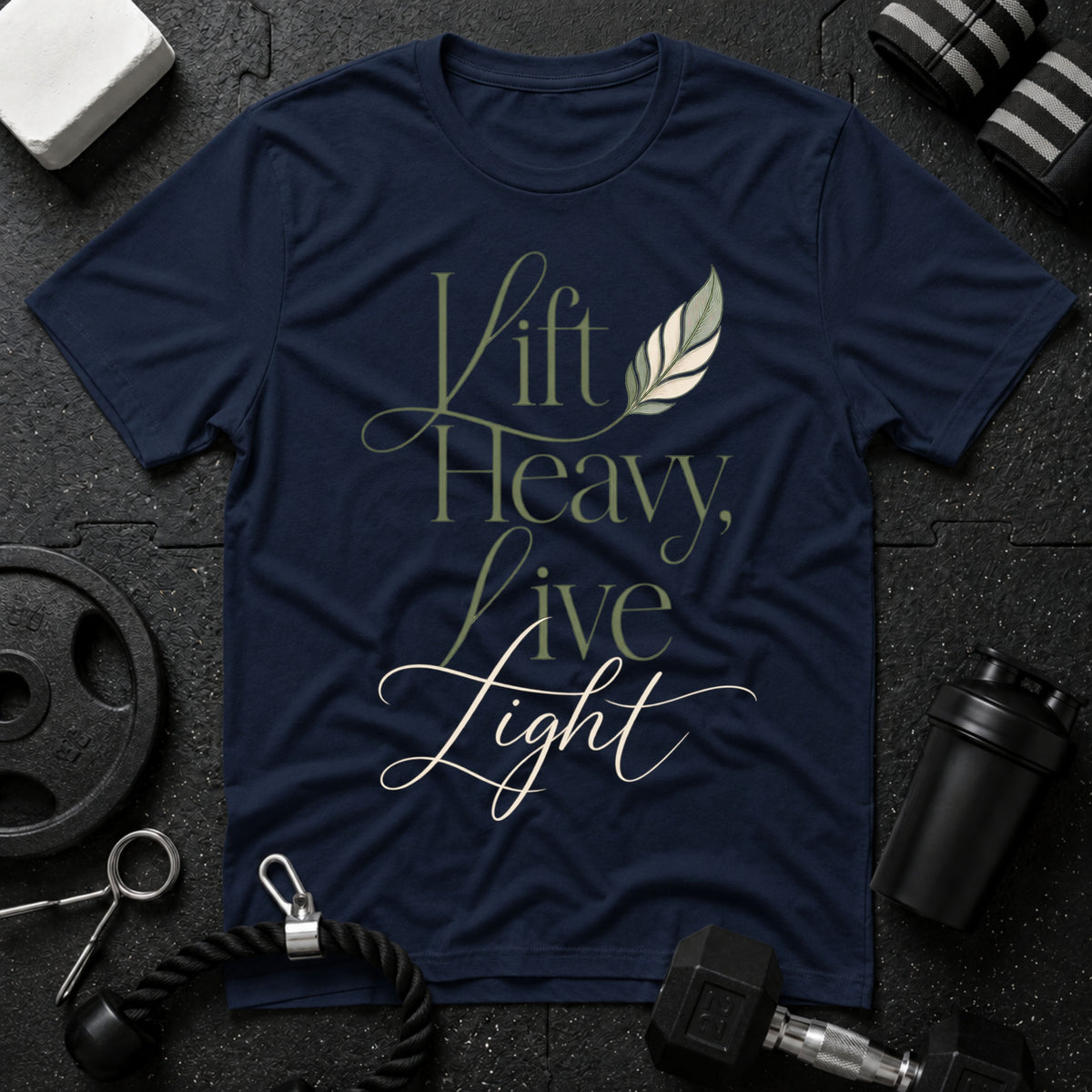 Lift Heavy, Live Light T‑Shirt - Navy