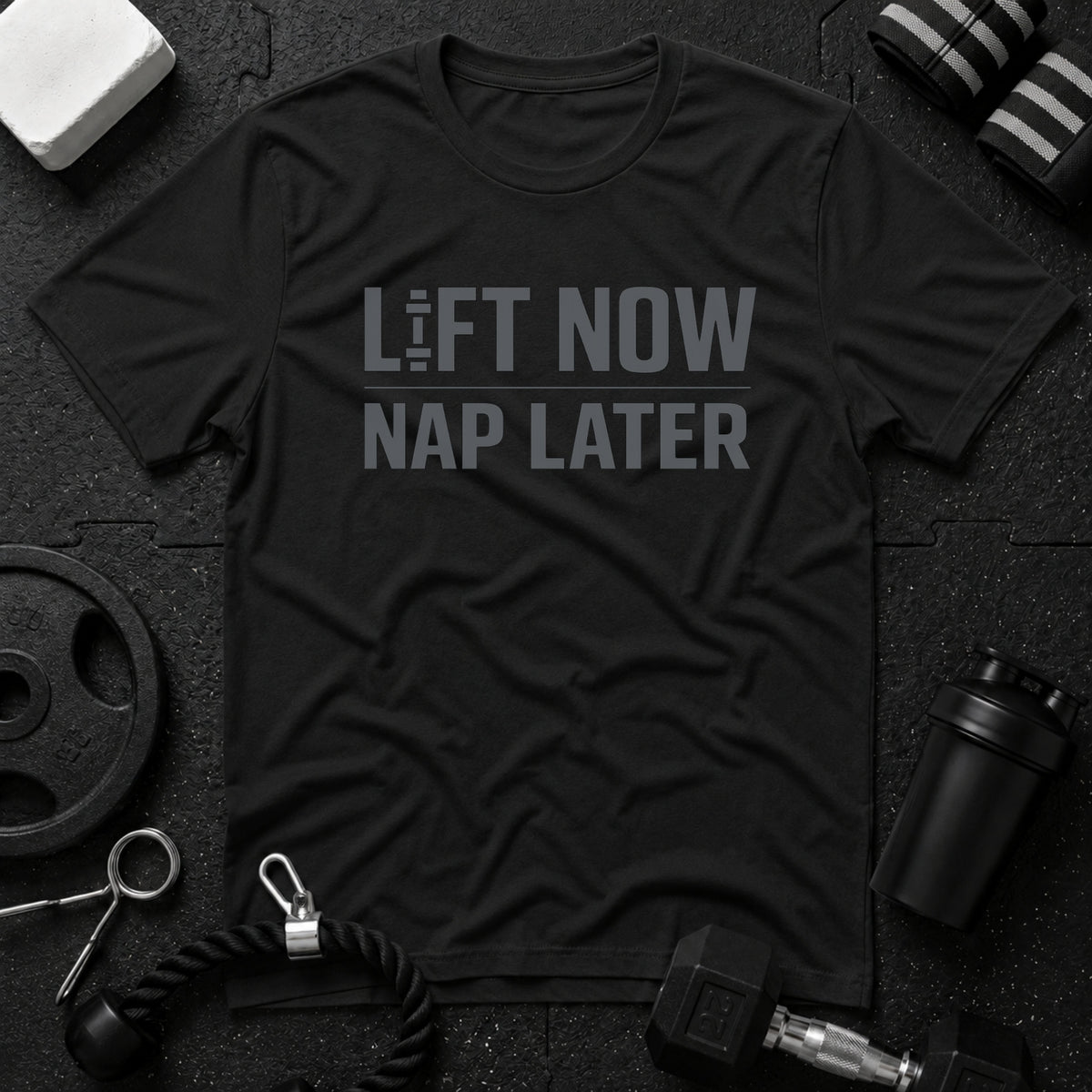 Lift Now Nap Later T-Shirt - Black