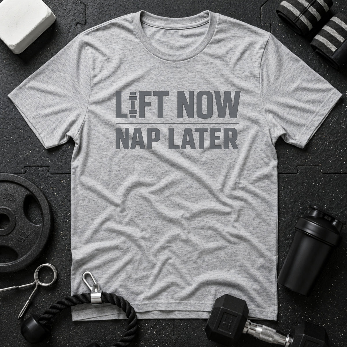 Lift Now Nap Later T-Shirt - Sport Grey