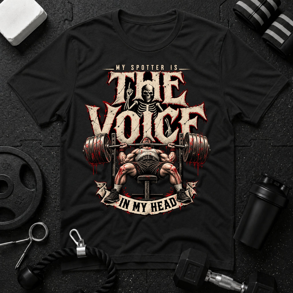 My Voice Is The Spotter Black T-shirt mockup