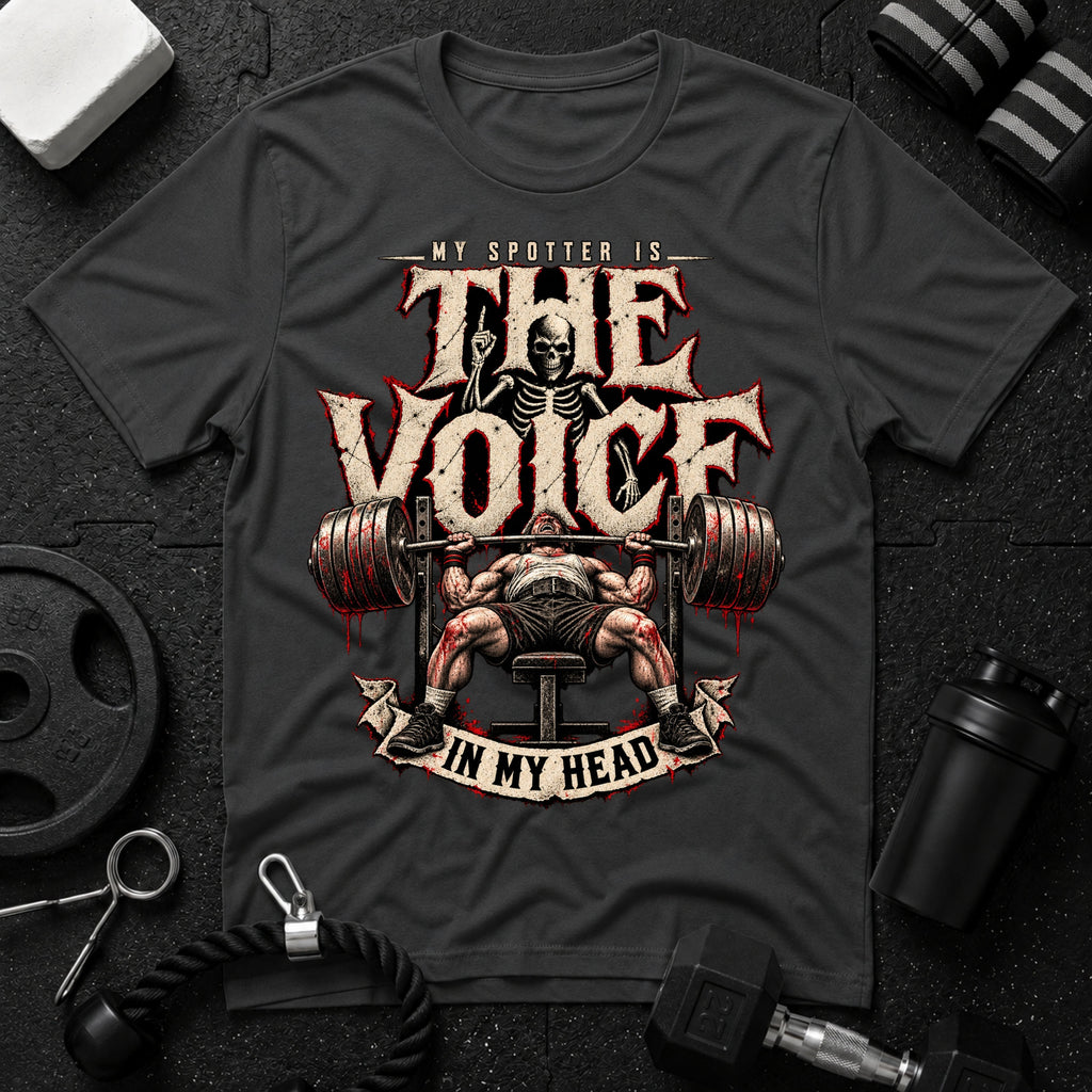 My Voice Is The Spotter Dark Heather T-shirt mockup