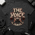 My Voice Is The Spotter Dark Heather T-shirt mockup