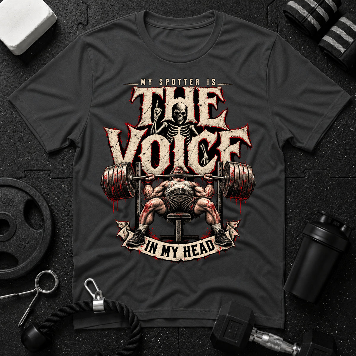 My Voice Is The Spotter Dark Heather T-shirt mockup