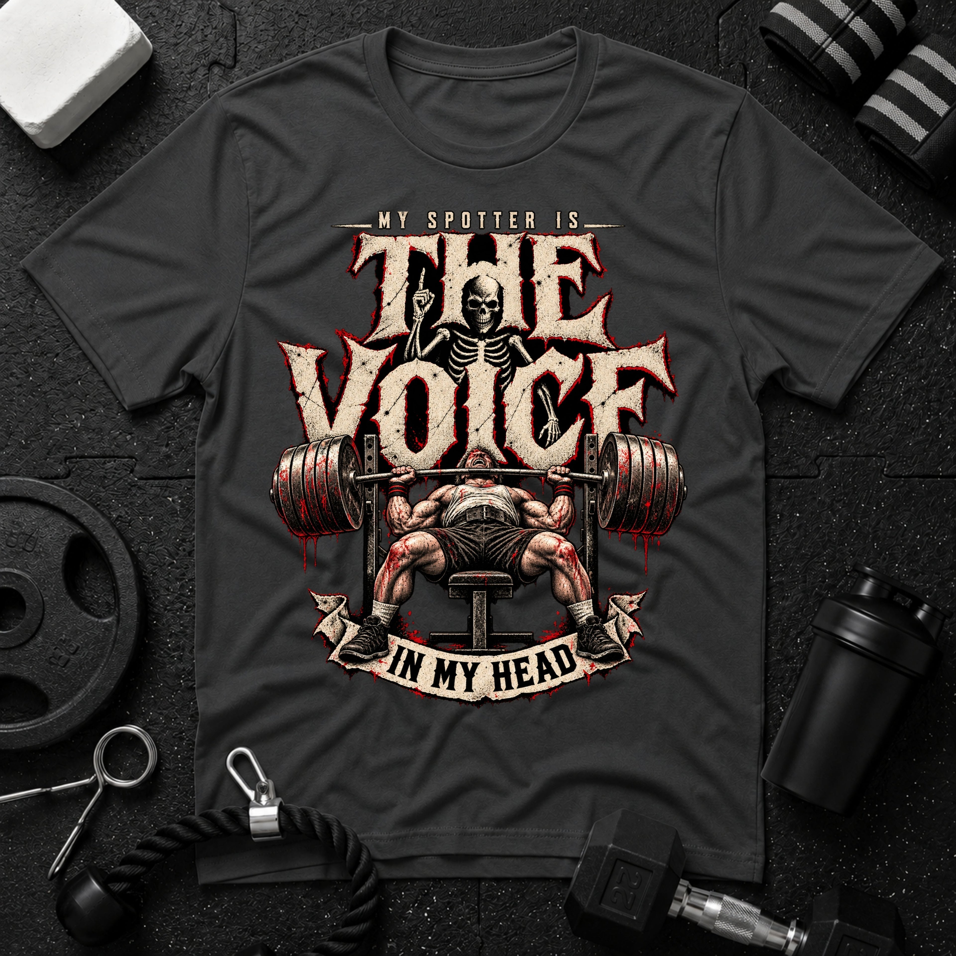 My Voice Is The Spotter Dark Heather T-shirt mockup
