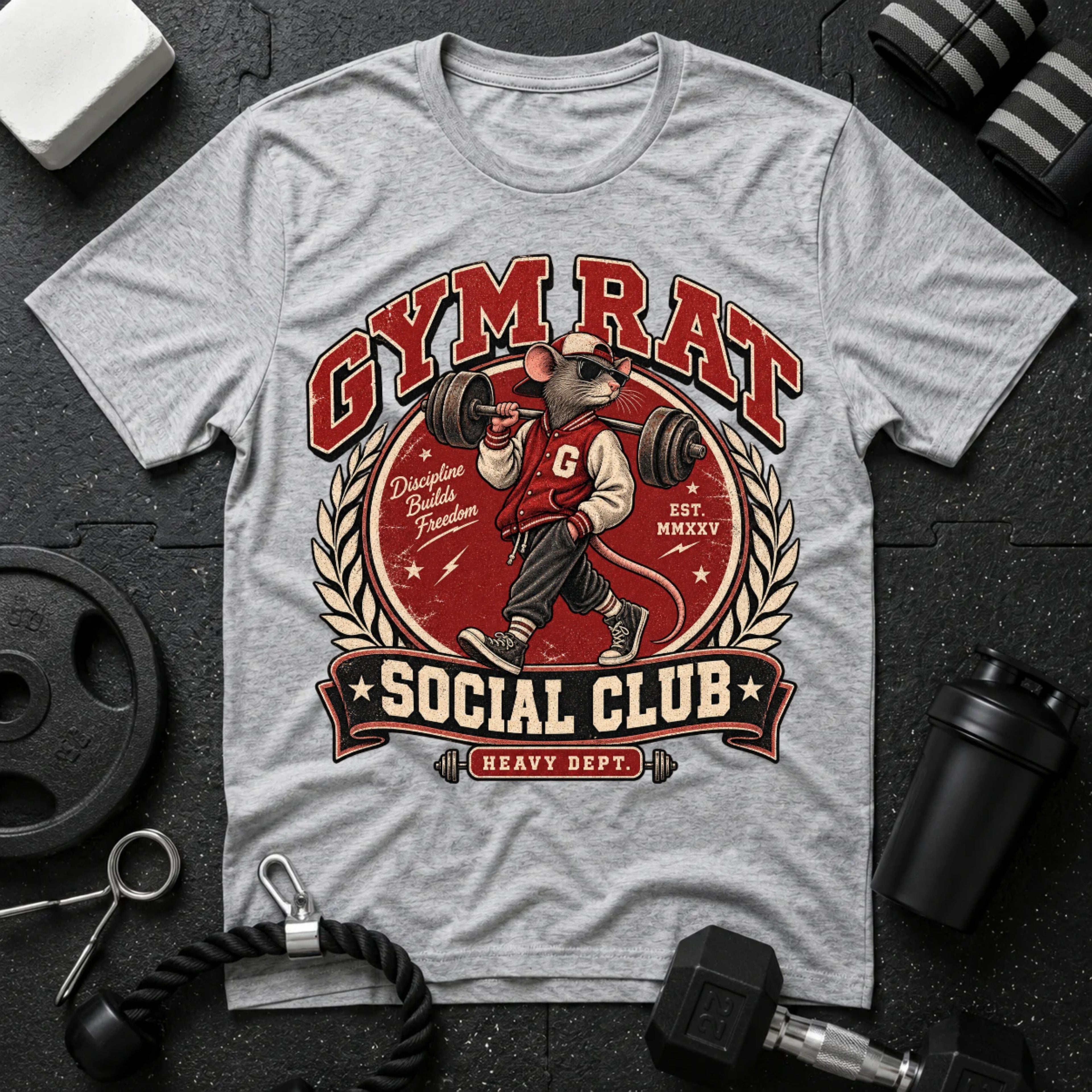 Gym Rat Sport Grey T-shirt mockup