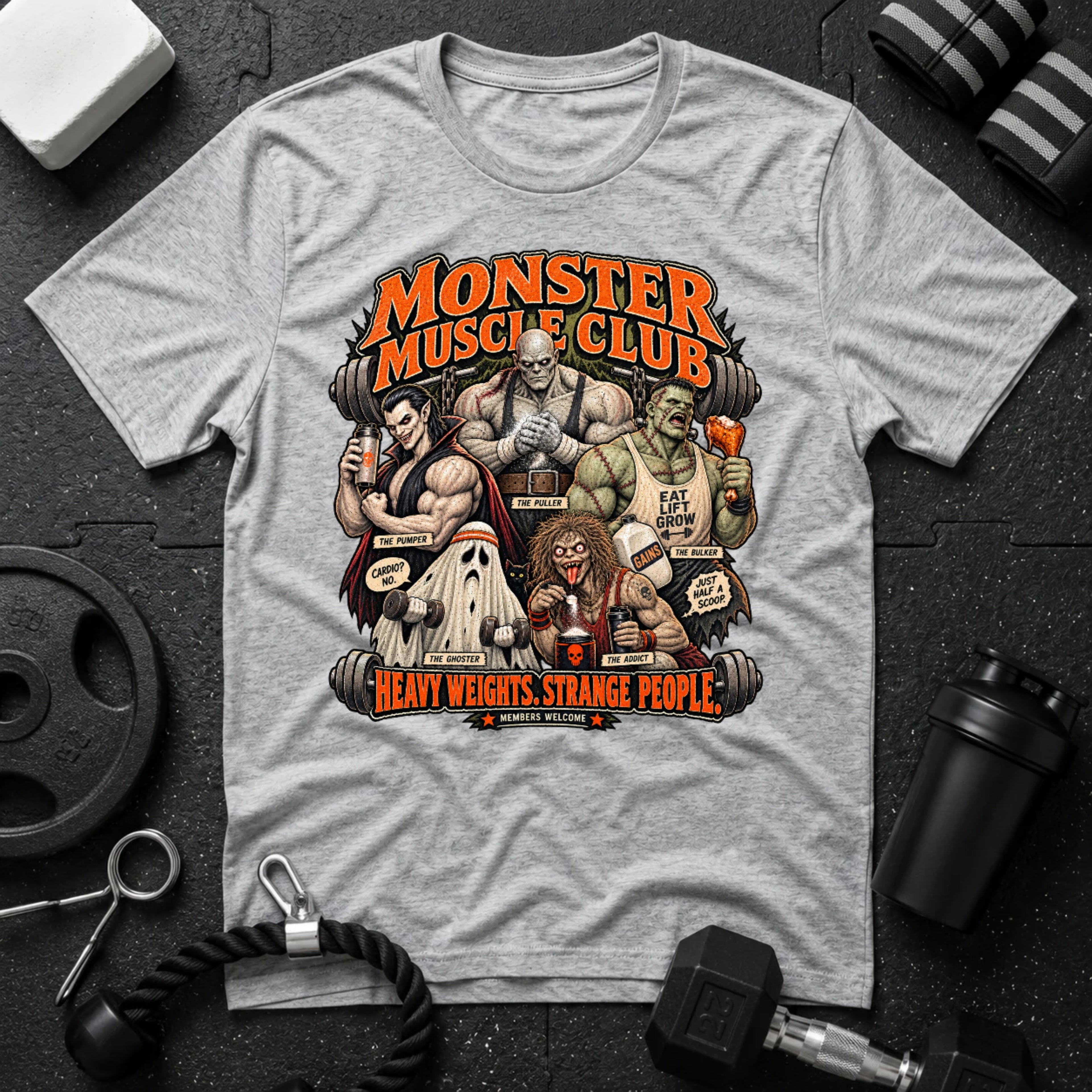 Monster Muscle Club Sport Grey T-shirt mockup
