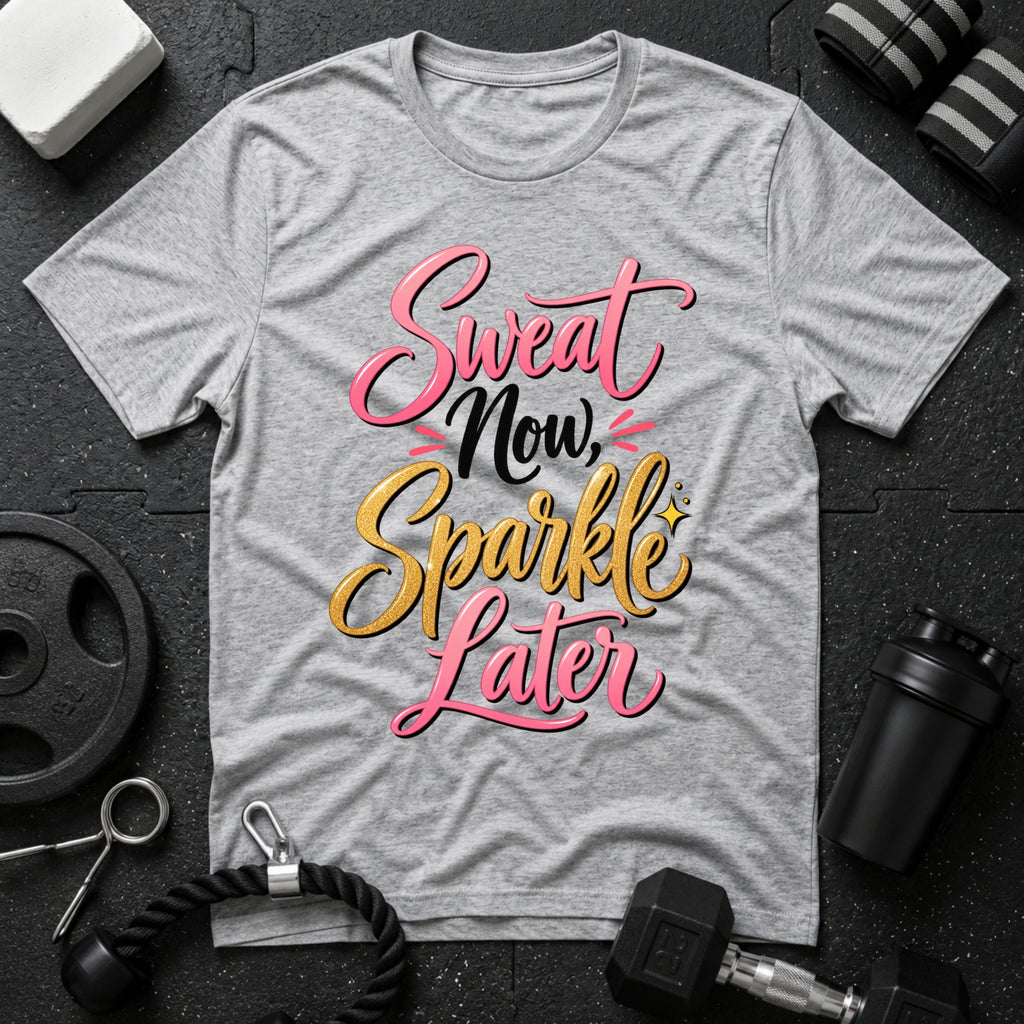 Sweat Now, Sparkle Later T-Shirt - Sport Grey