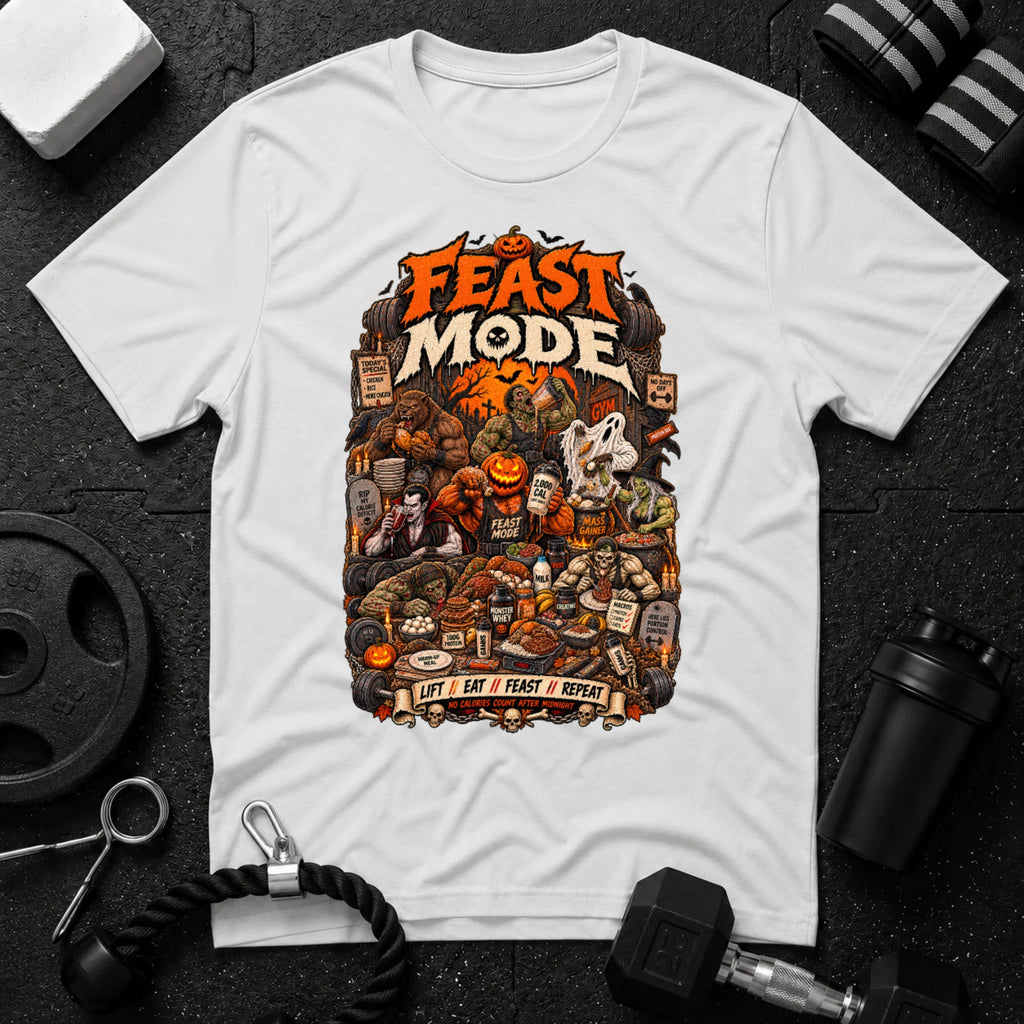 Feast Mode White T-shirt mockup