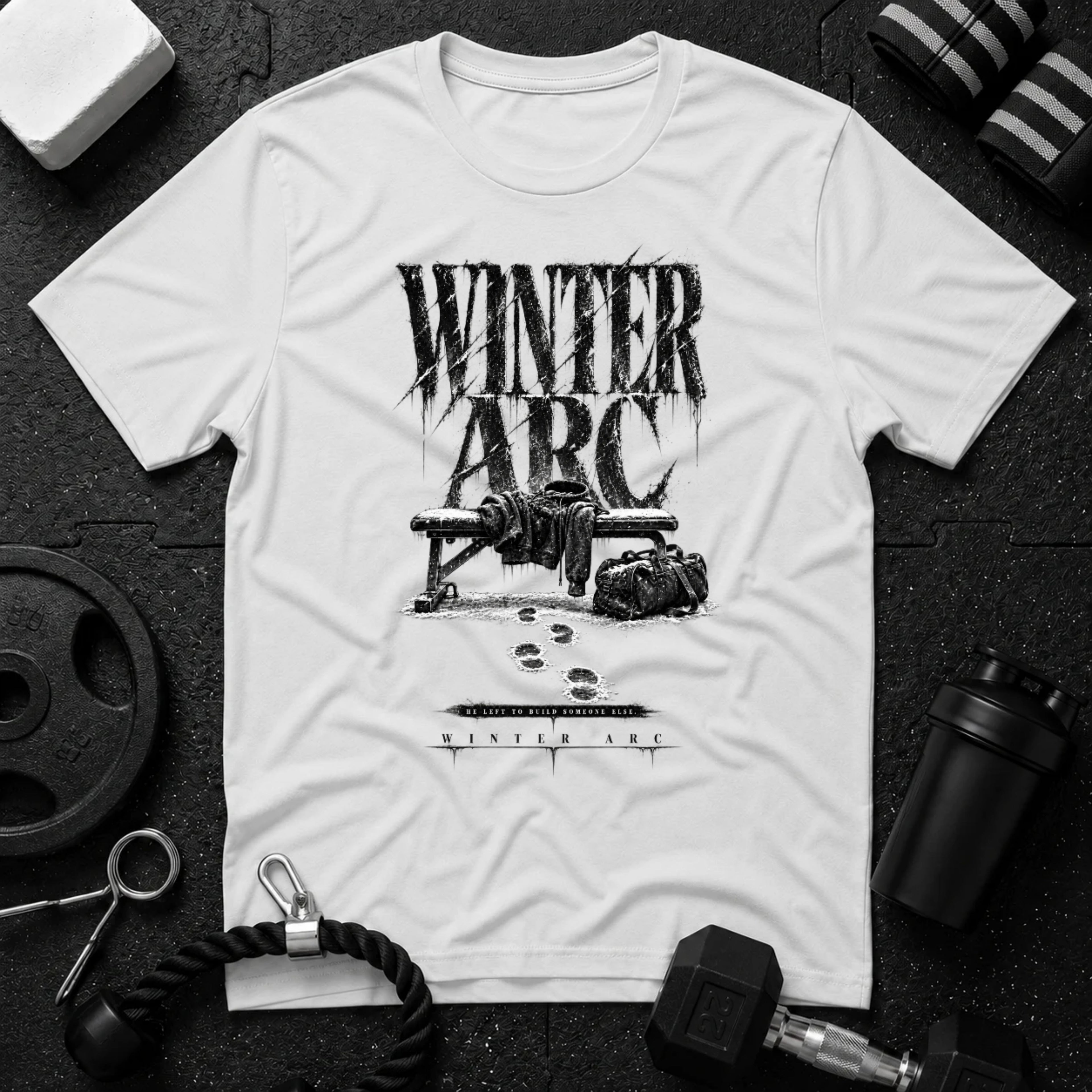 He left to build someone White T-shirt mockup