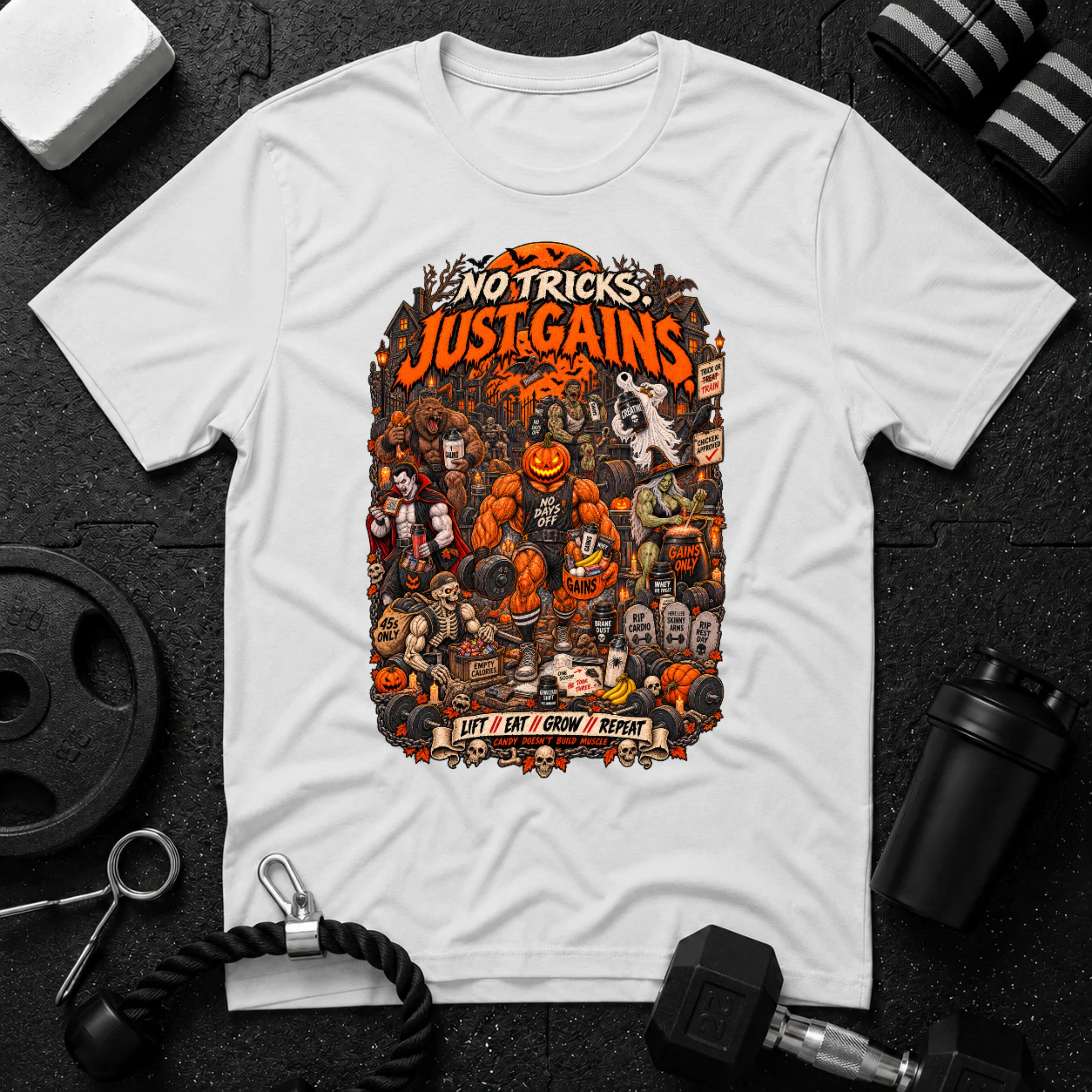 Just Gains White T-shirt mockup