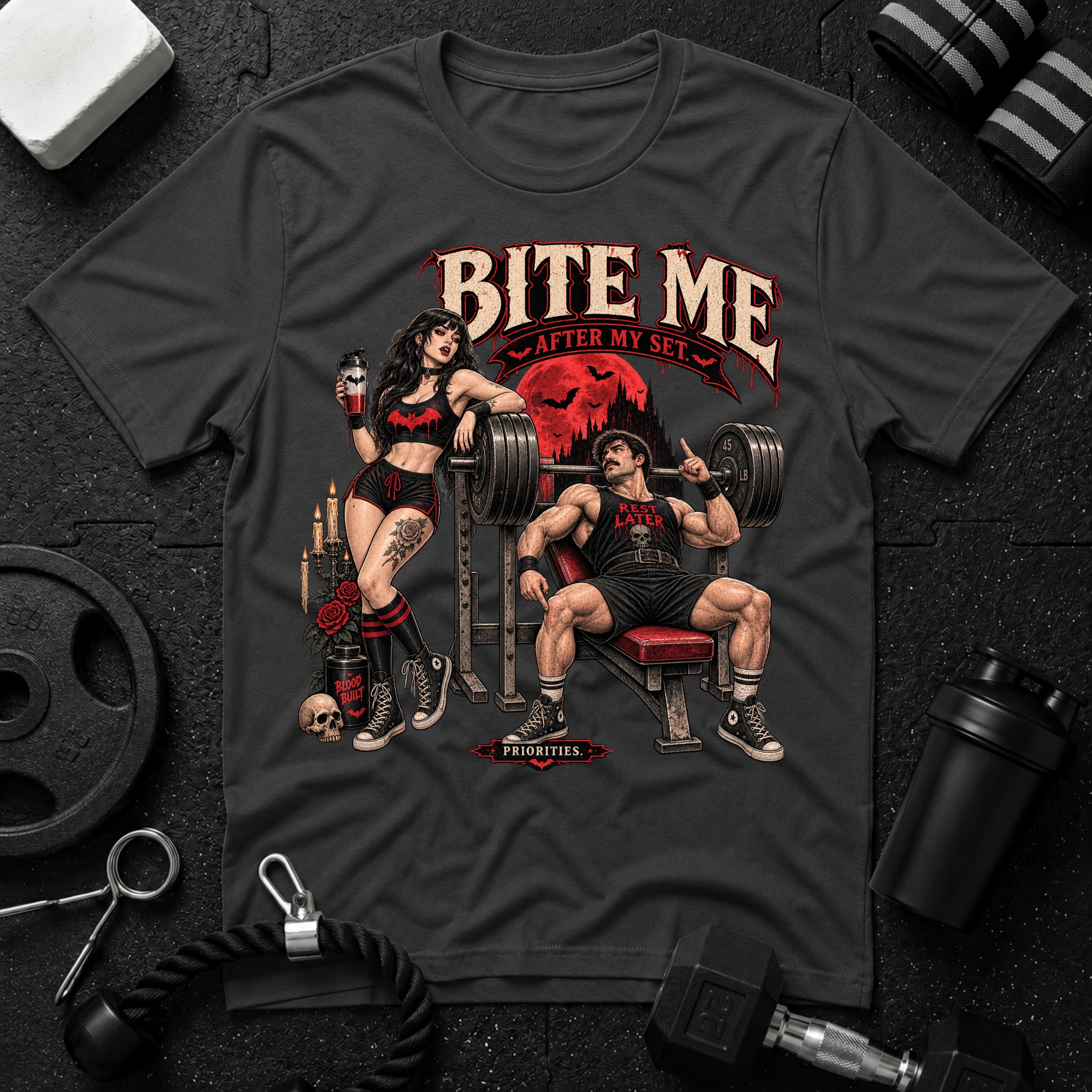 Bite me after my set Dark Heather T-shirt mockup