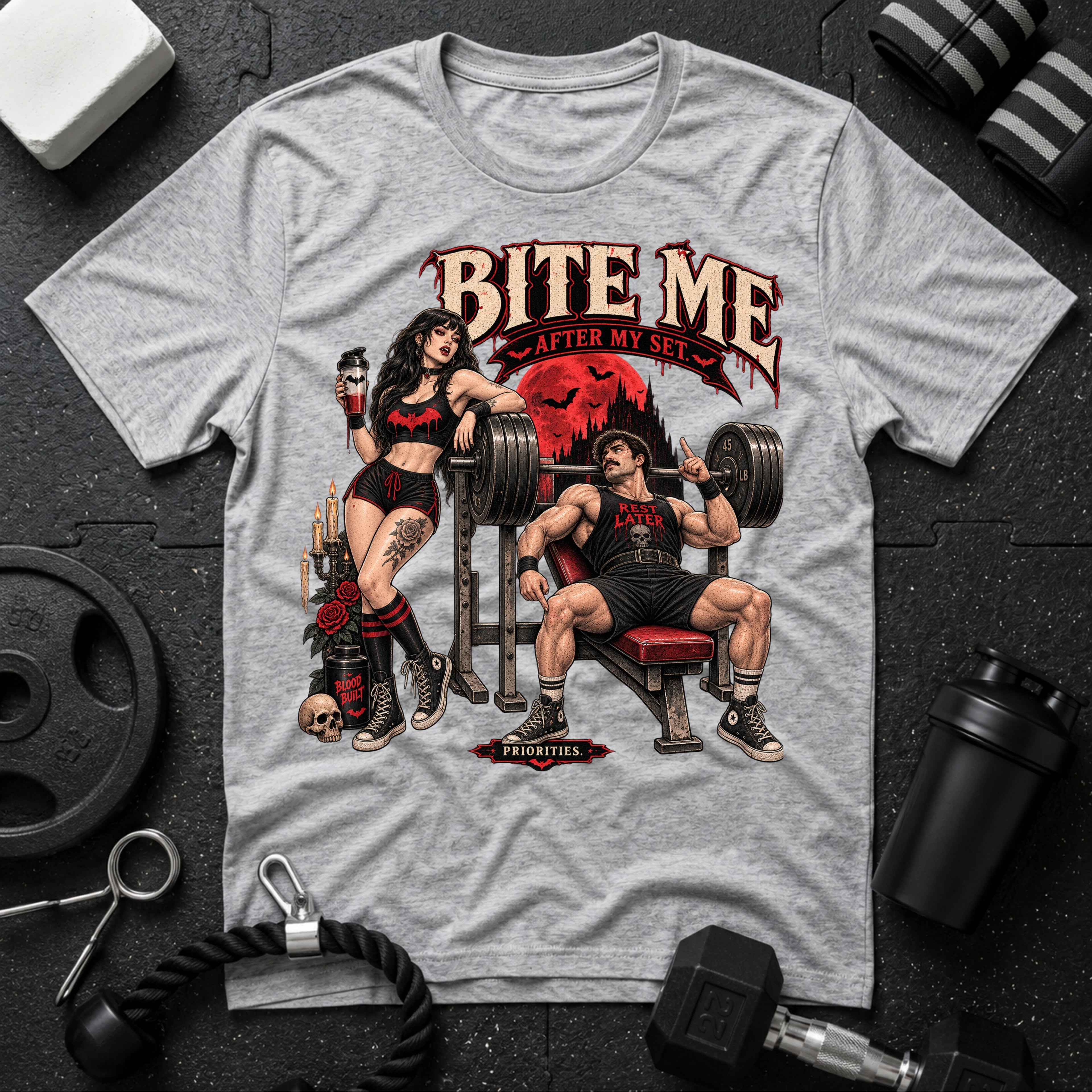 Bite me after my set Sport Grey T-shirt mockup