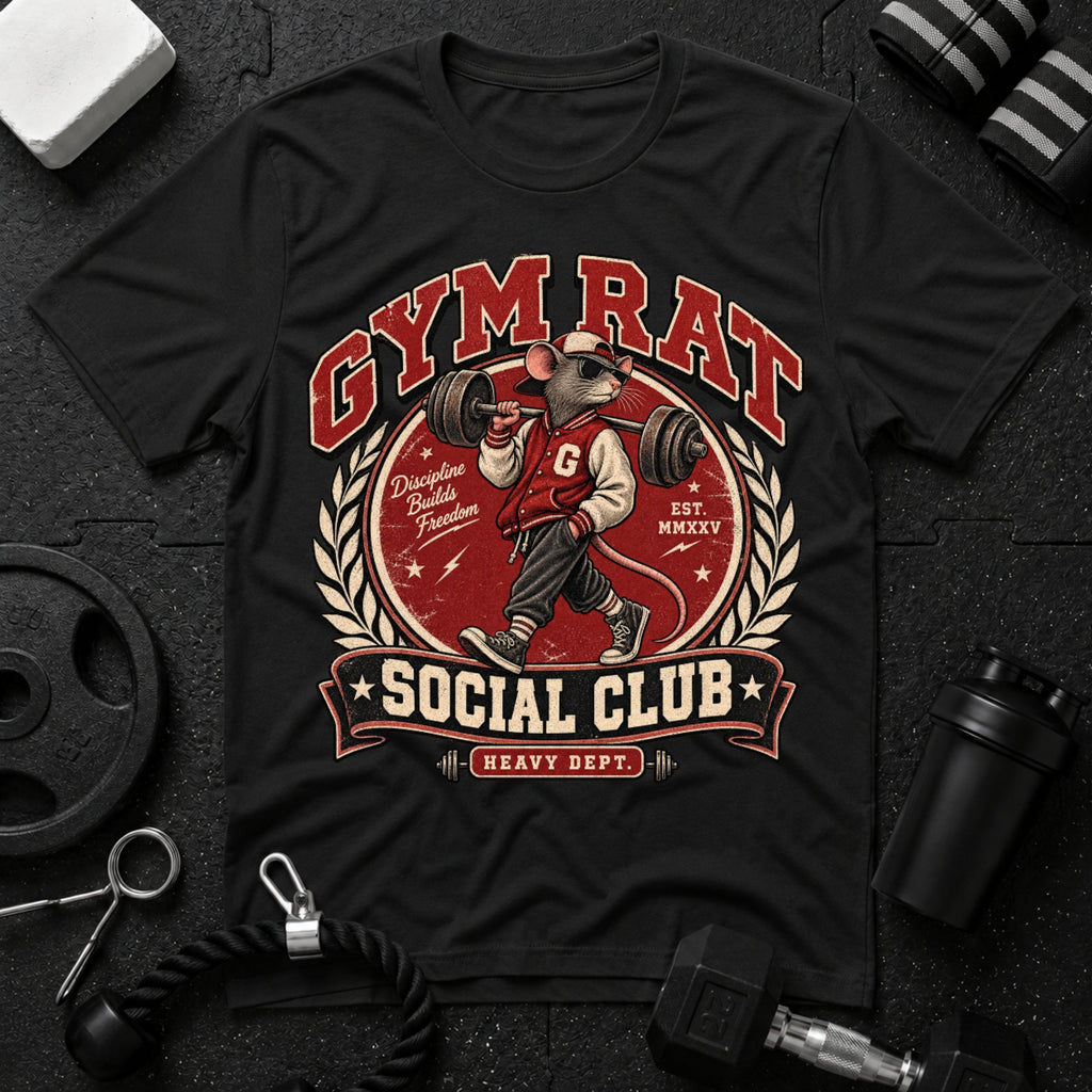 Gym Rat Black T-shirt mockup