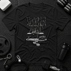 He left to build someone Black T-shirt mockup