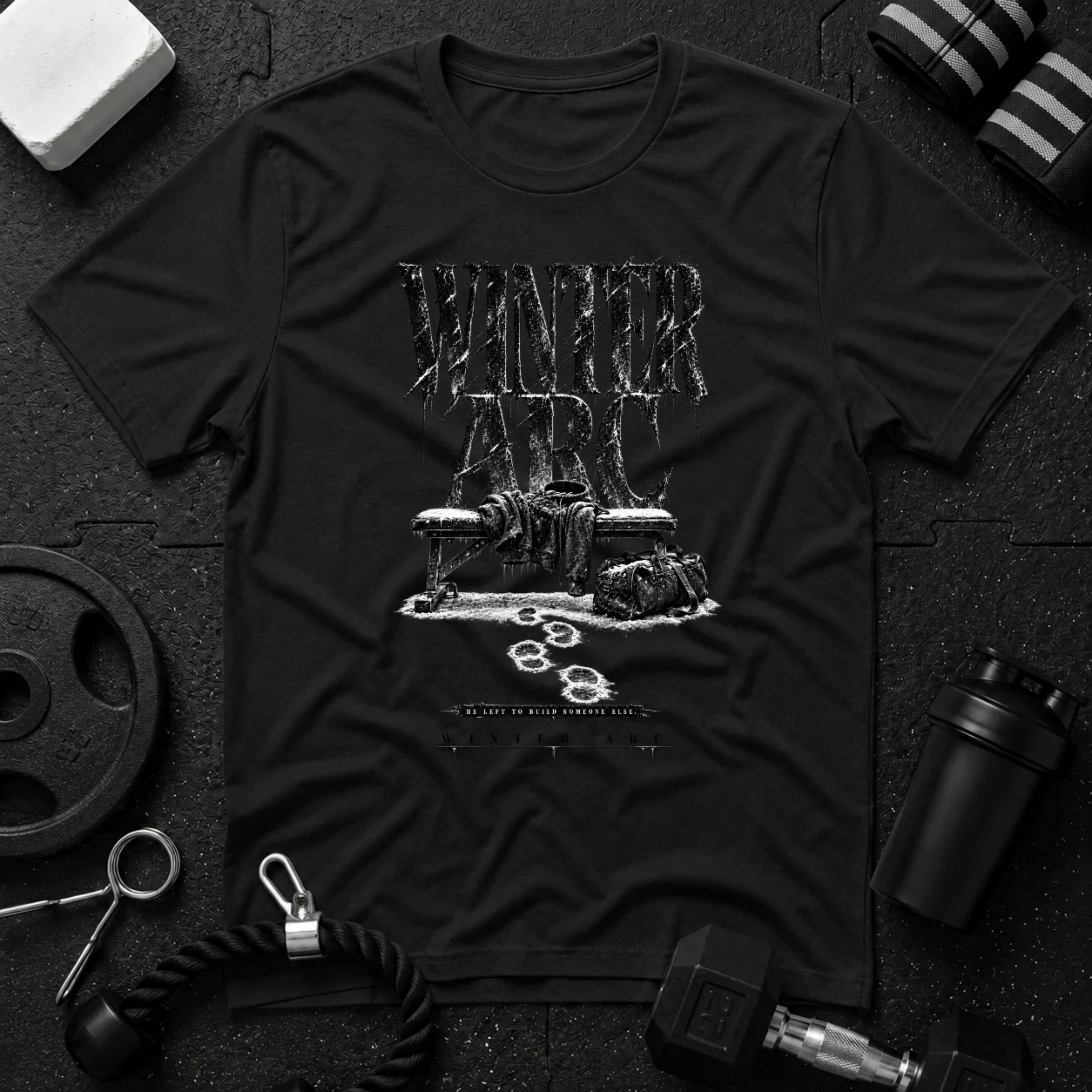 He left to build someone Black T-shirt mockup